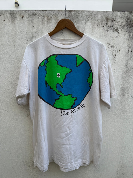 Vintage 1988 Gravity Graphics Dekalb World Map Tshirt Made In Usa