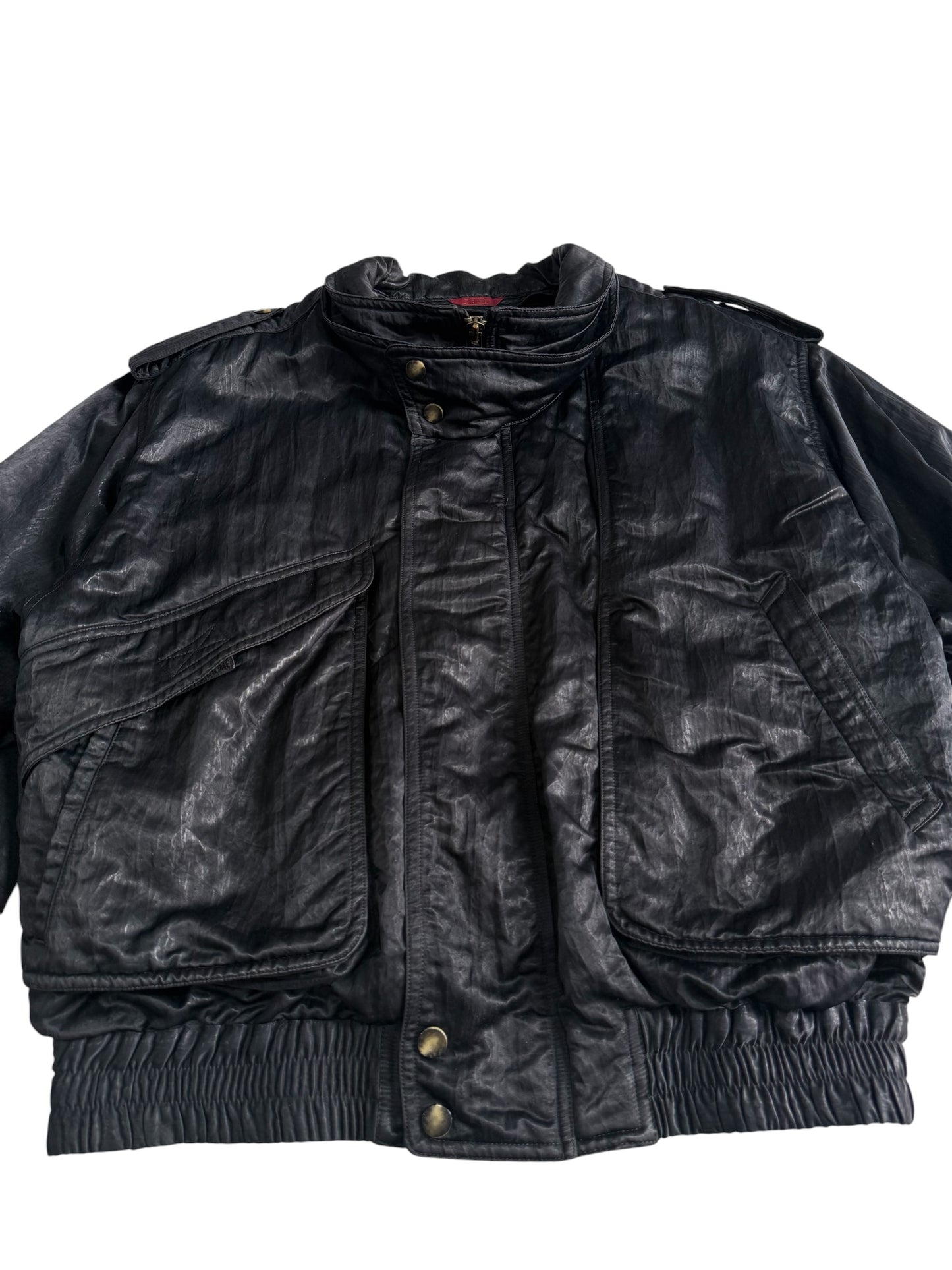 Vintage 80s 90s Japanese Multi Pocket Flight Bomber Jacket Removable Boa Liner