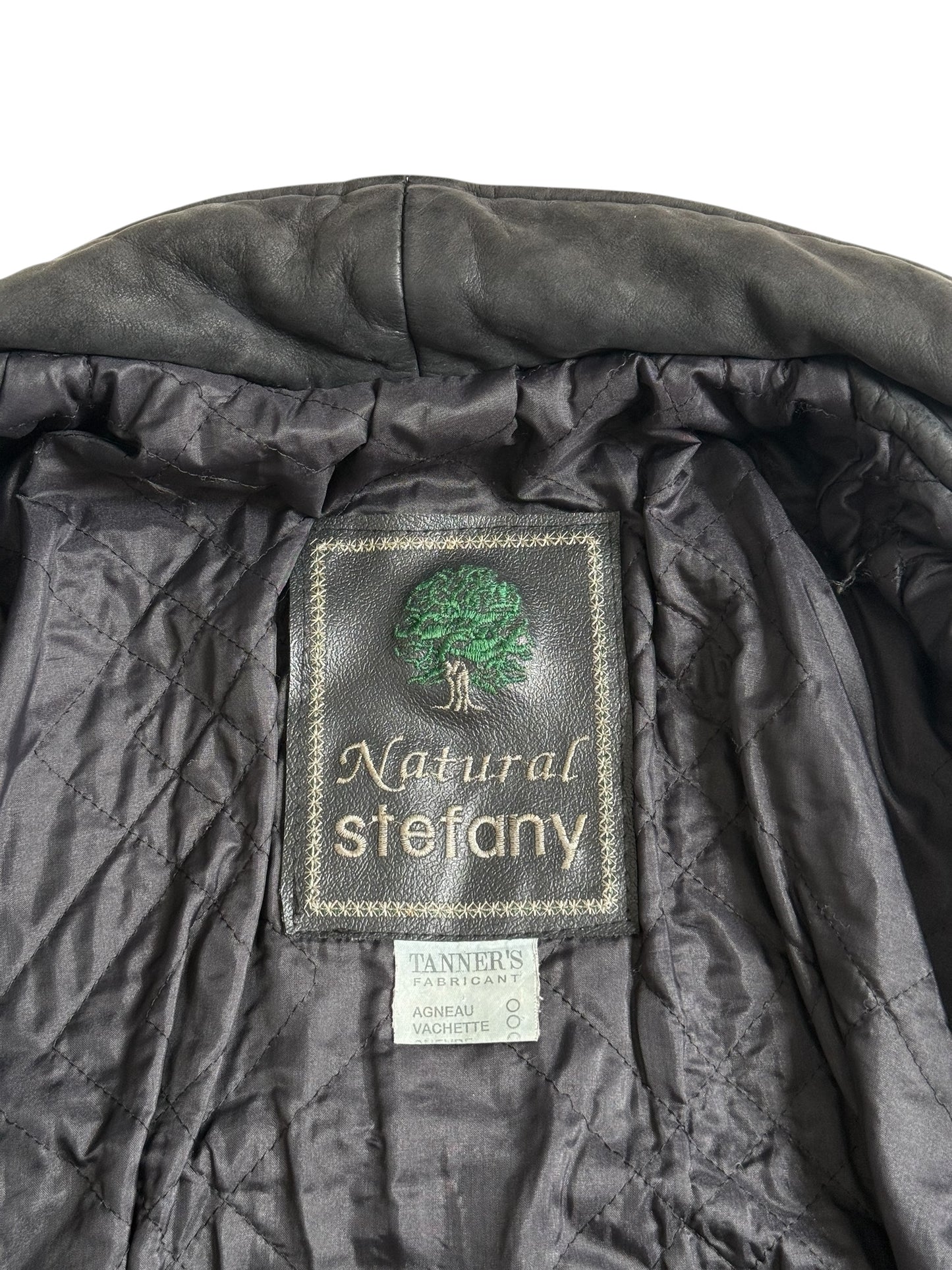 Vintage 1980s Natural Stefany French Tanners Leather Toggle Coat