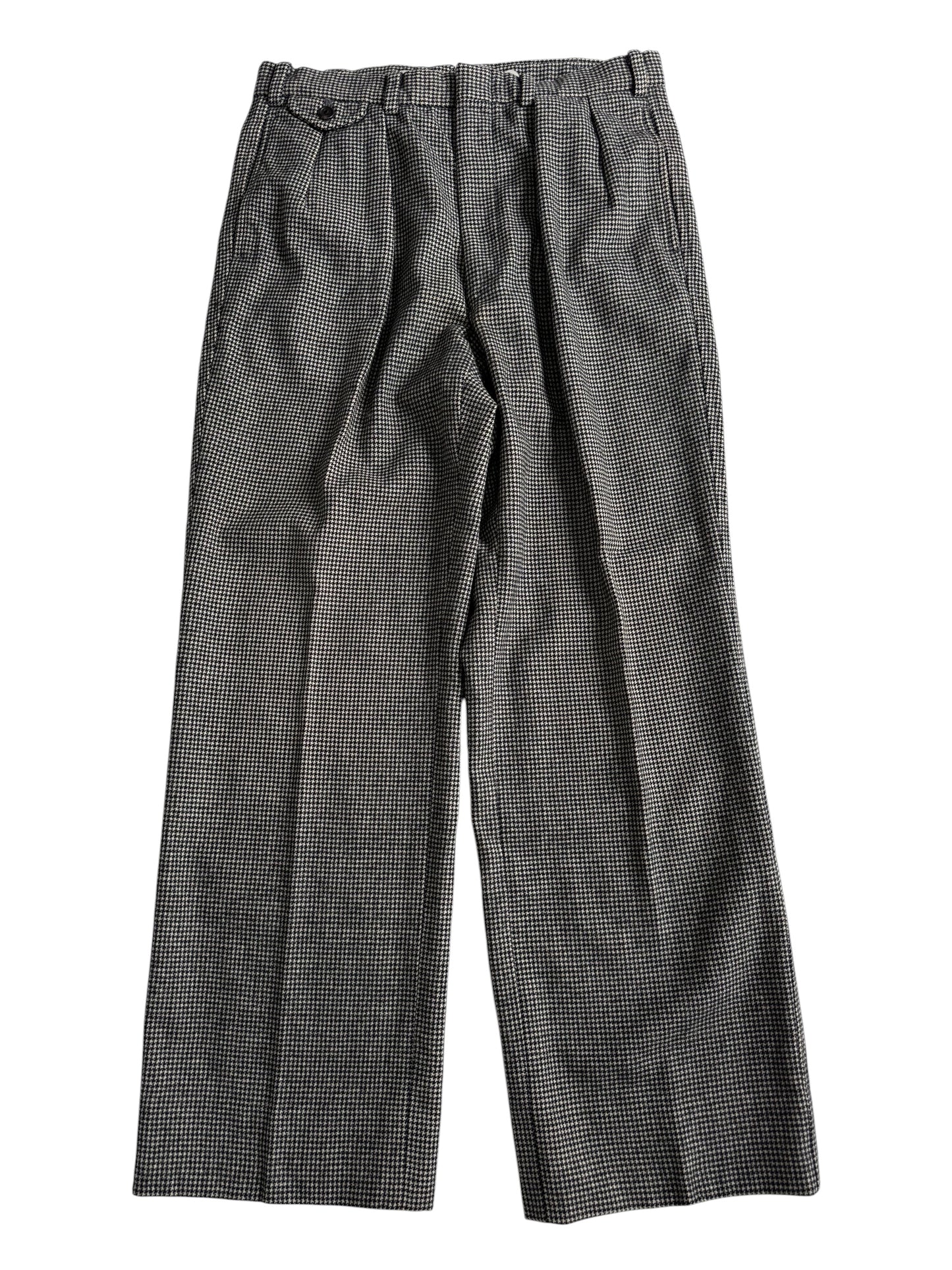 Vintage 1990s Polo Ralph Lauren Houndstooth Pleated Wool Trousers