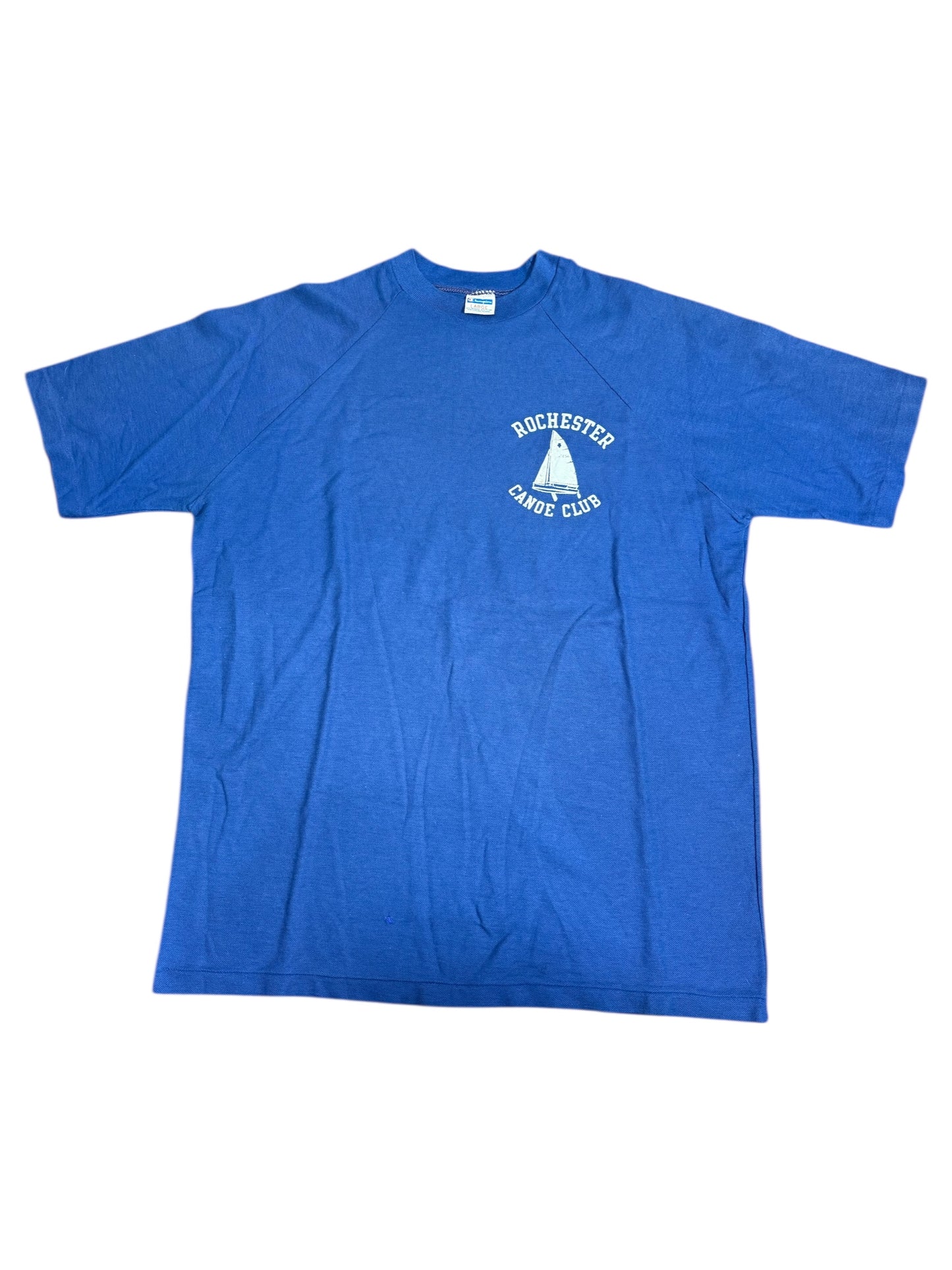 Vintage 1970s Champion Blue Bar Raglan Tshirt Rochester Canoe Club