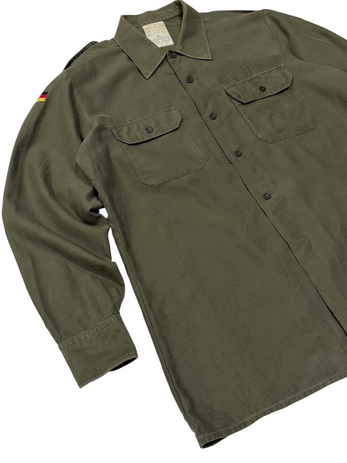 Vintage 1987 West German Army Field Shirt Olive Drab Bundeswehr Feuchter Ringelai
