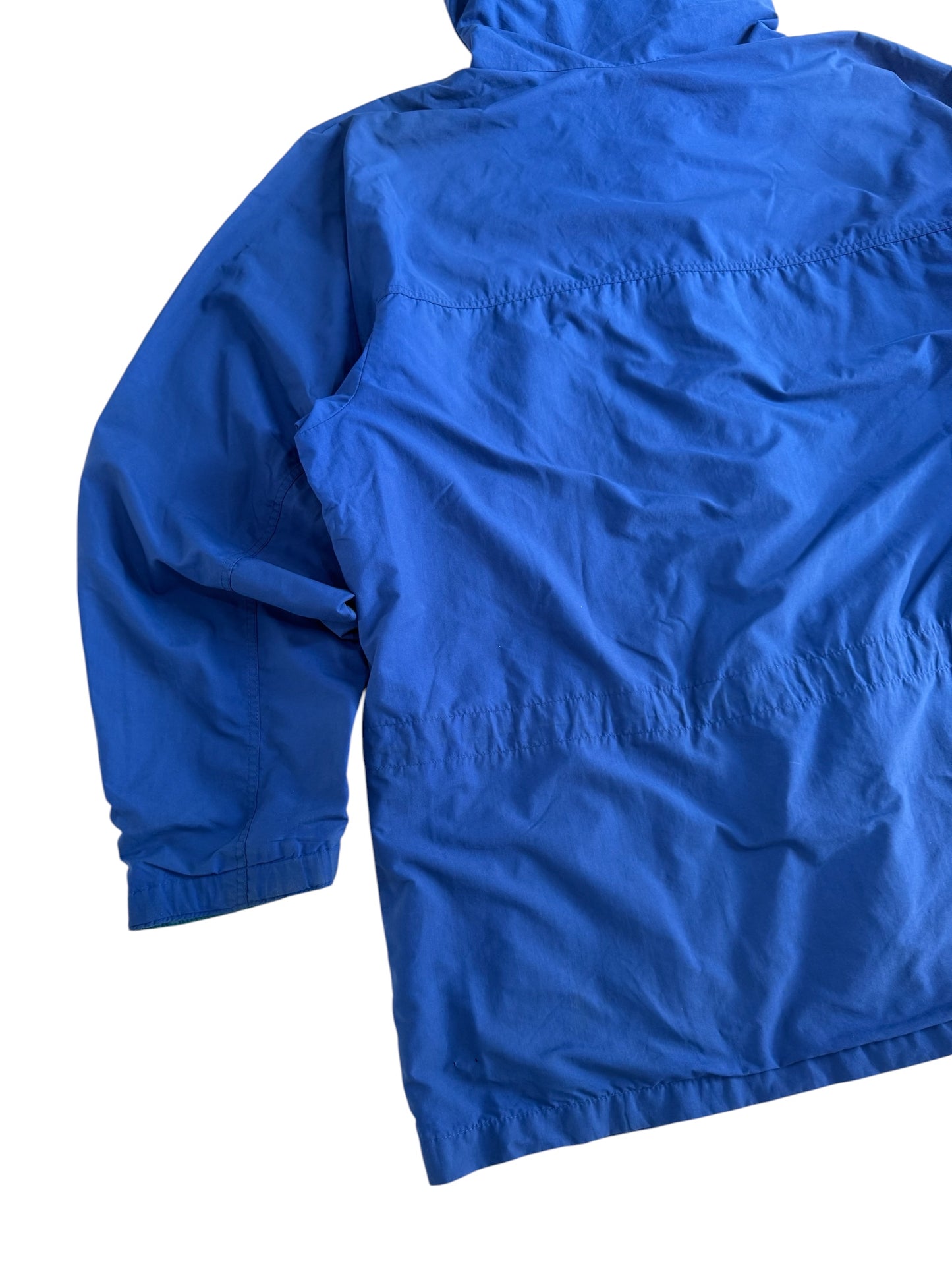 Vintage 1990s Patagonia Hooded Rain Jacket Blue Outdoor Shell Windbreaker