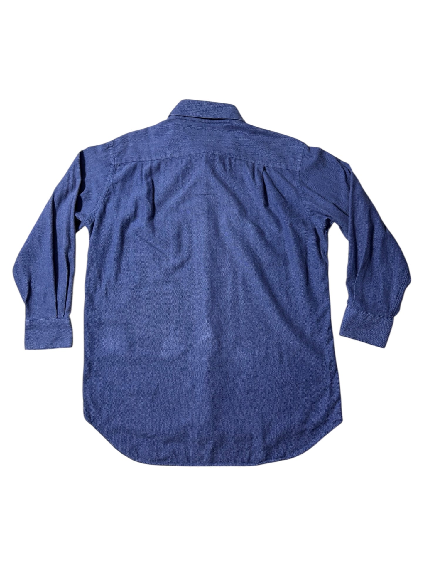 Vintage Tom James HBT Work Shirt USA Made Indigo Blue Executive Collection