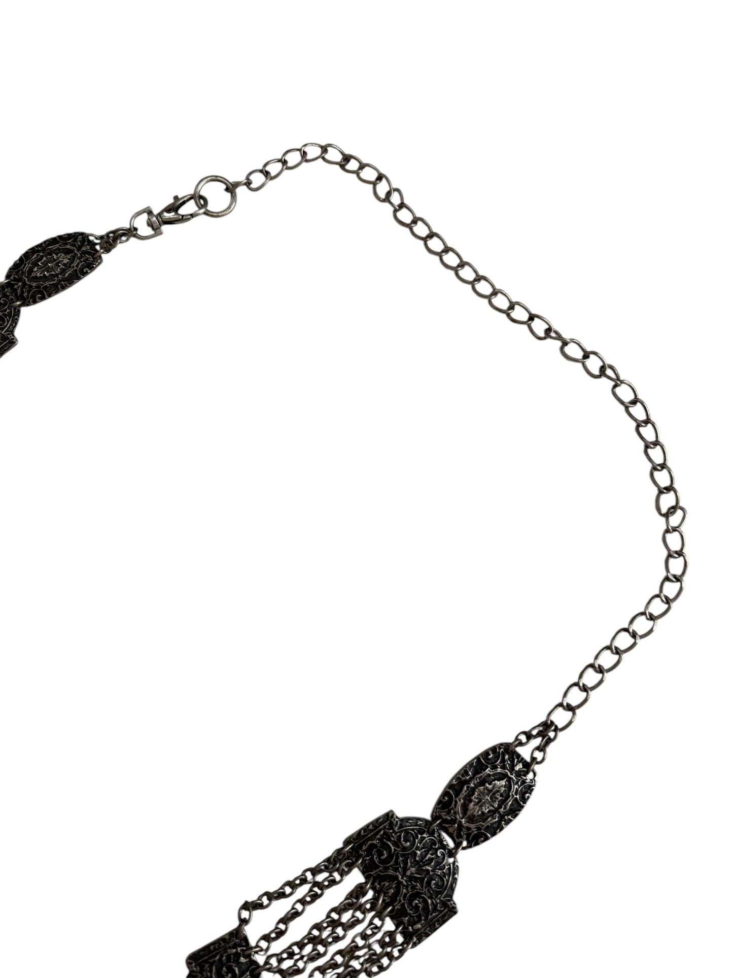 Vintage Gothic Ornate Chain Hip Belt Black Tone Boho Waist Chain Medieval Statement Accessory