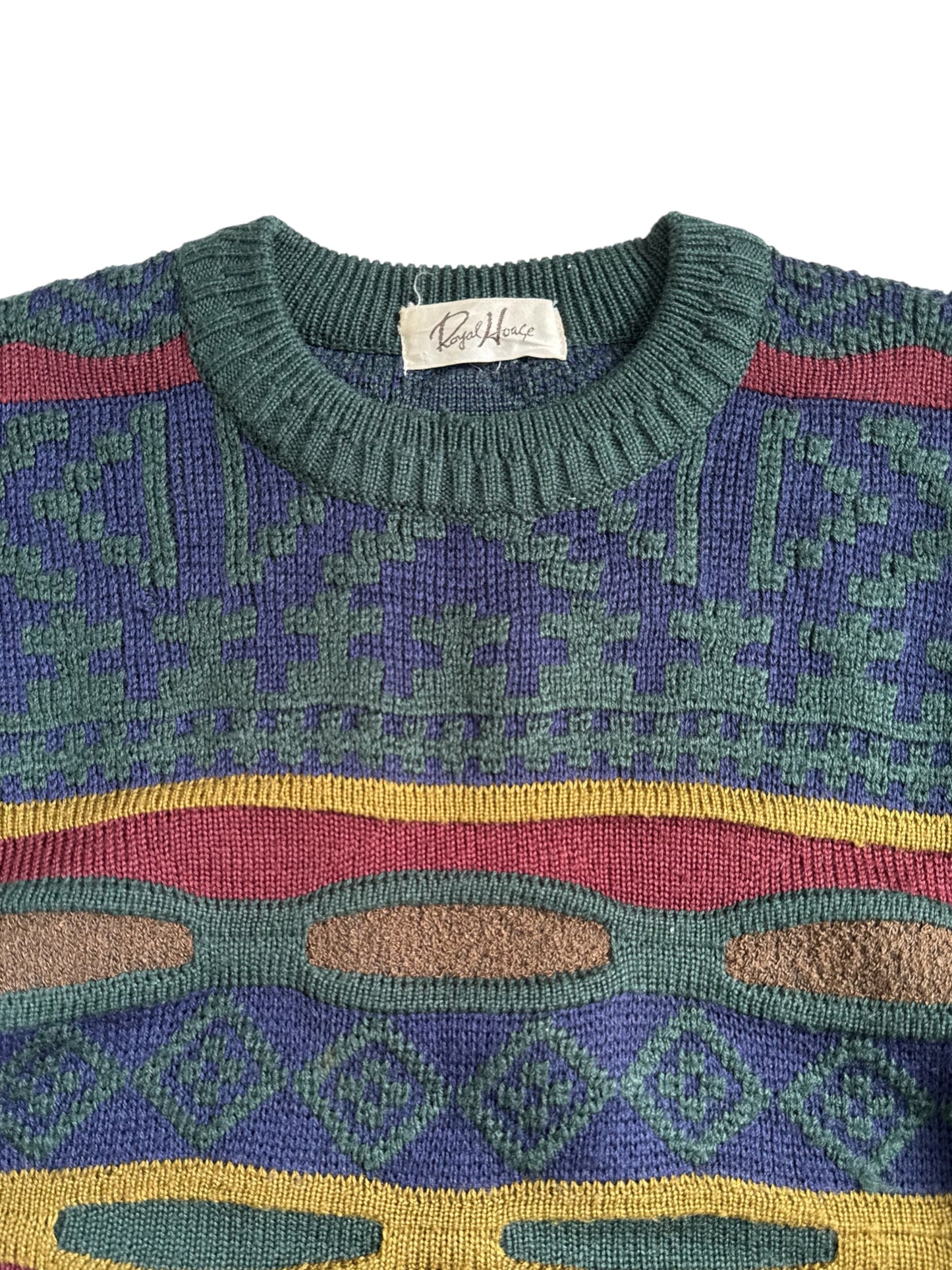 Vintage Royal House Japan Geometric Wool Blend Knit Sweater