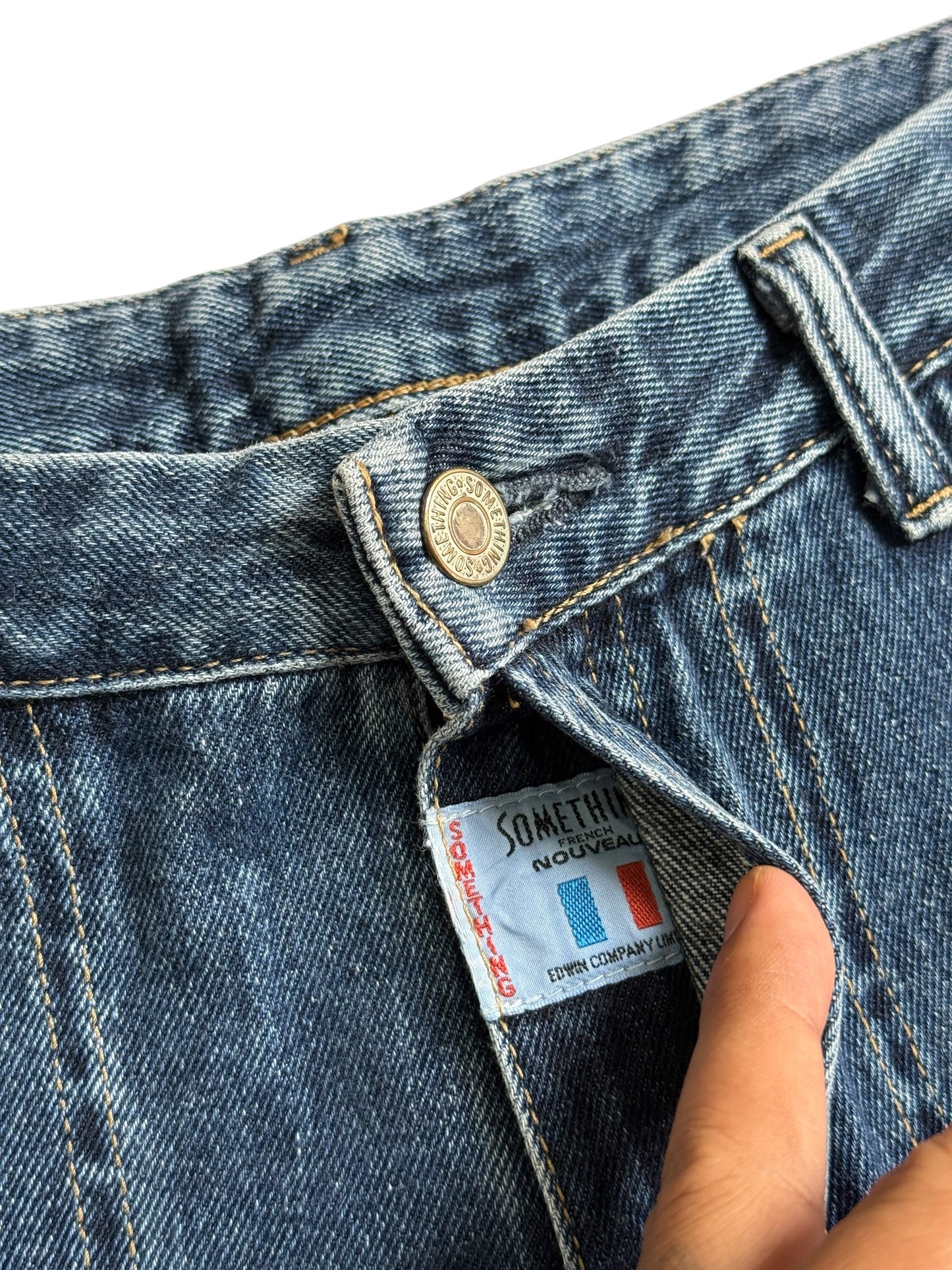 Vintage Something French Nouveaux Wide Leg Denim Jeans Made in Japan