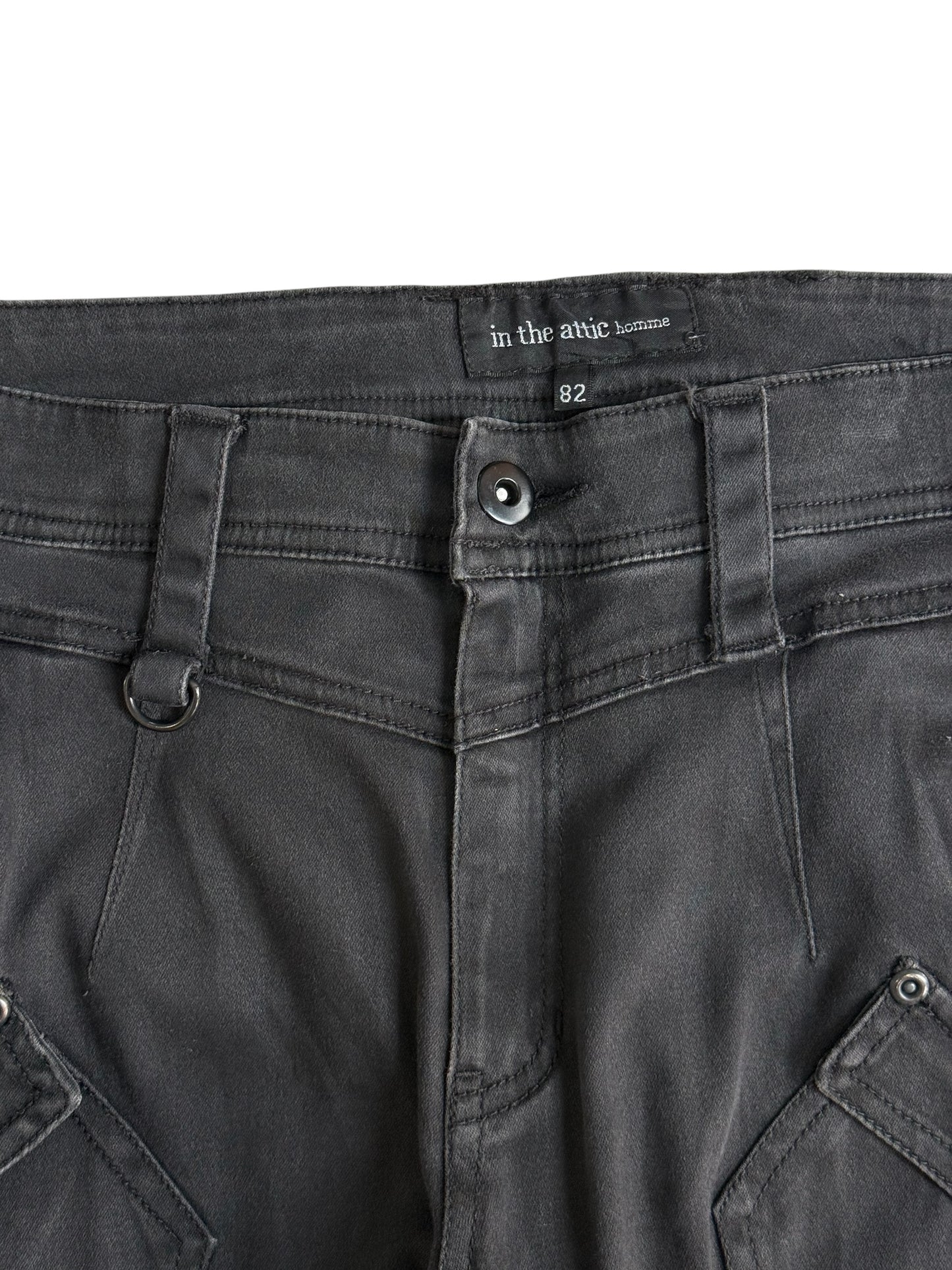 In The Attic Homme Multi Pocket Cargo Pants Black