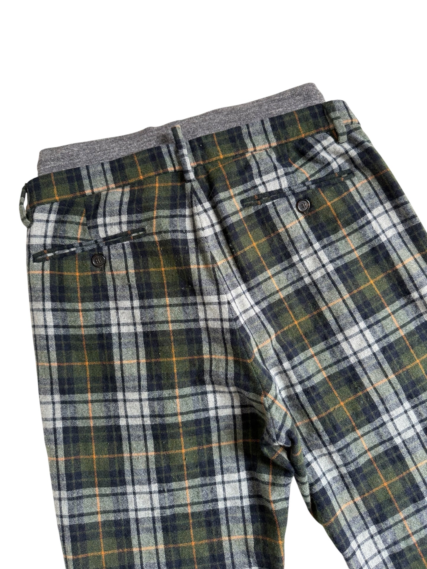 Dsquared2 Plaid Wool Blend Drawstring Trousers Made in Italy Designer Pants