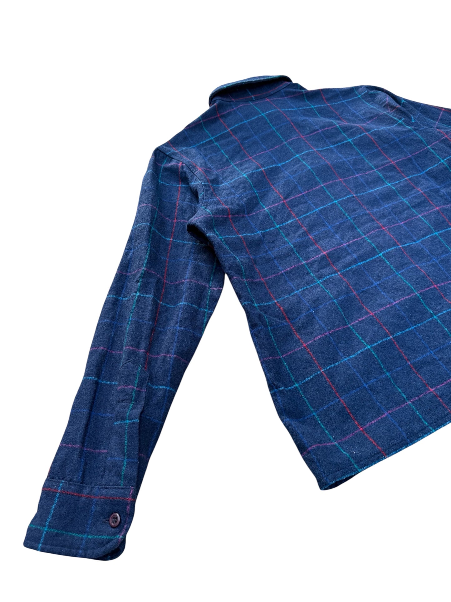 Vintage Pendleton Wool Flannel Shirt Navy Check Plaid USA Made