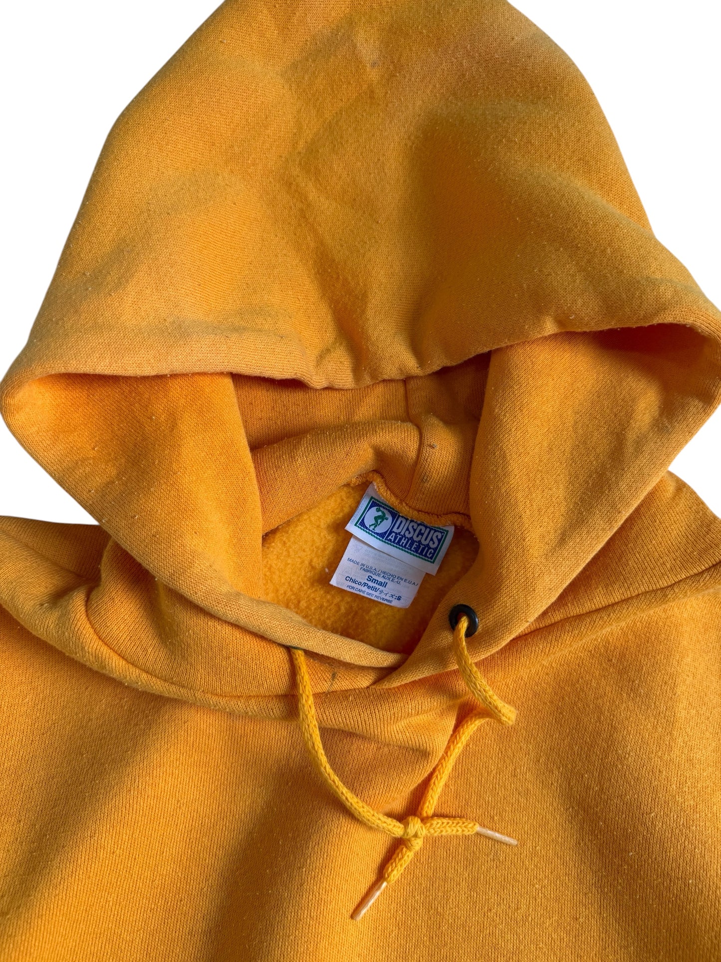 Vintage Discus Athletic Blank Hoodie Mustard Yellow Pullover USA Sweatshirt
