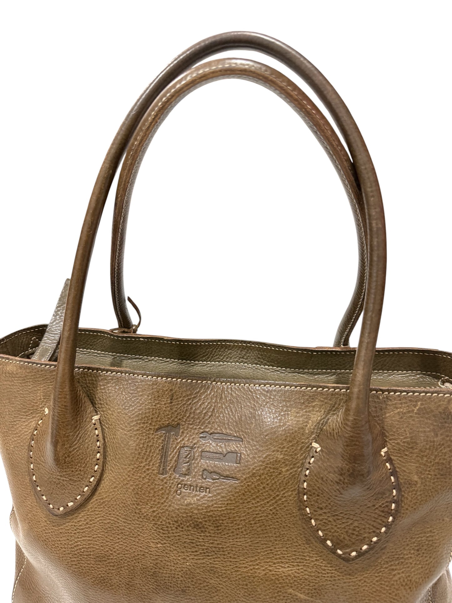 Genten Handcrafted Leather Tote Bag Charm Removable Pouch Japanese Tool Bag