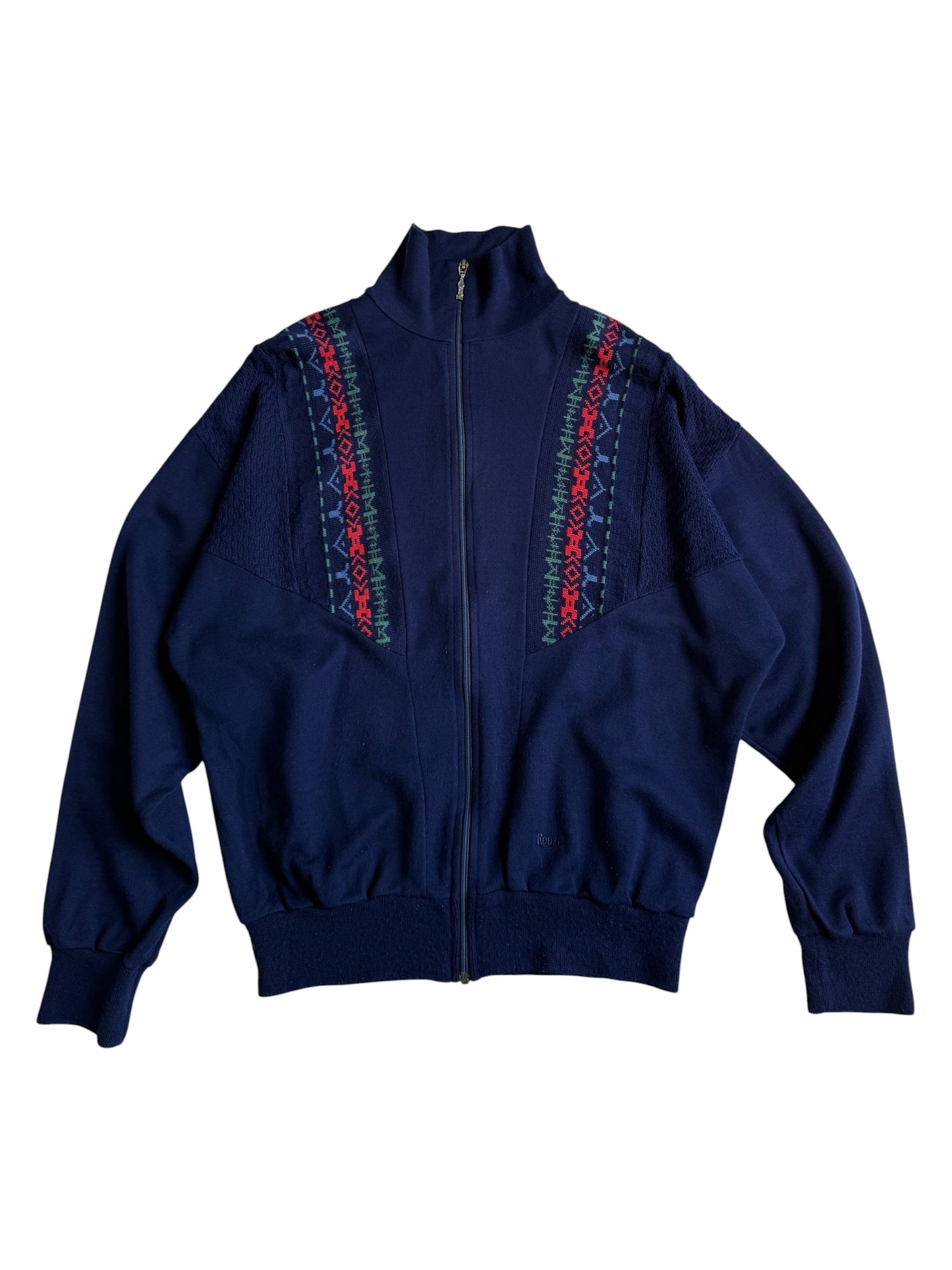 Vintage 1980s Rodeo Geometric Knit Track Jacket