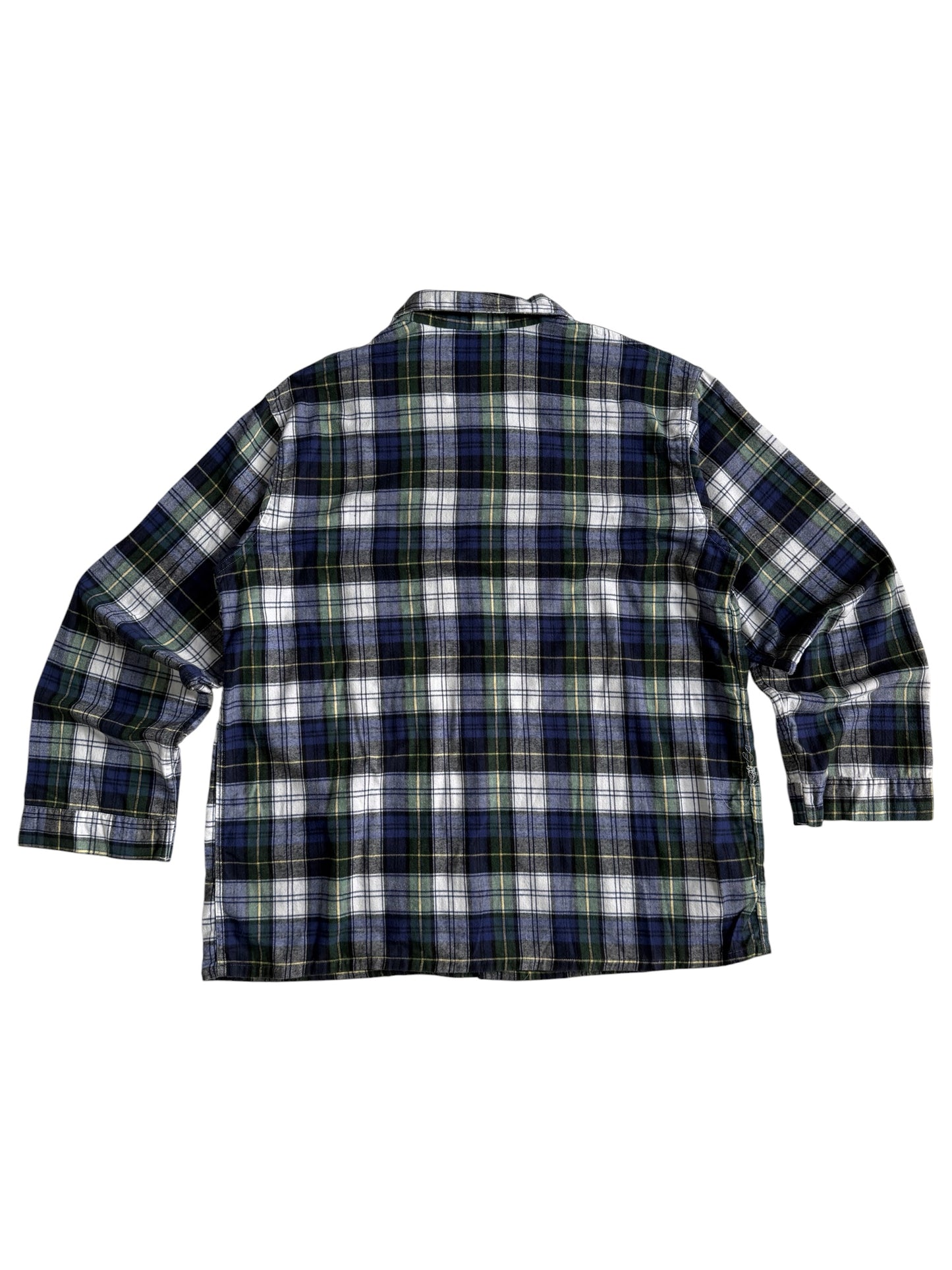 Vintage 1990s LL Bean Black Watch Plaid Flannel Pajama Shirt Made in USA