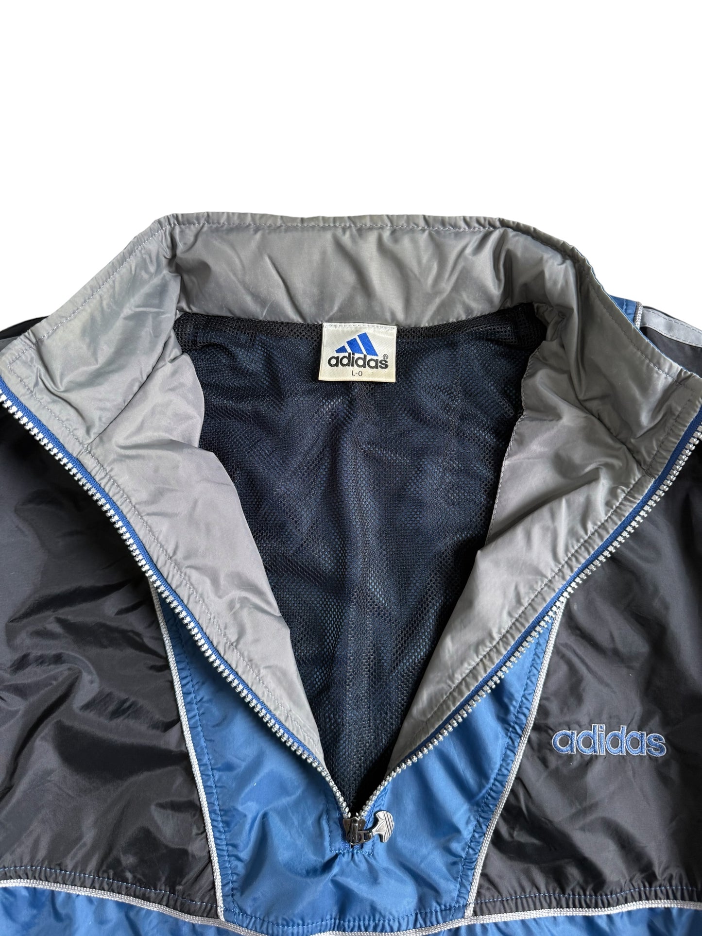Vintage 1990s Adidas Half Zip Pullover Windbreaker Jacket Packable Hood