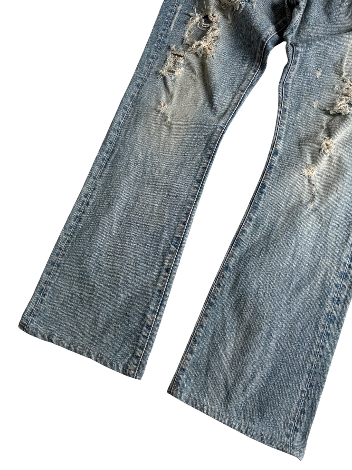 Vintage 2000s Rivet & Blue Distressed Flared Denim Jeans