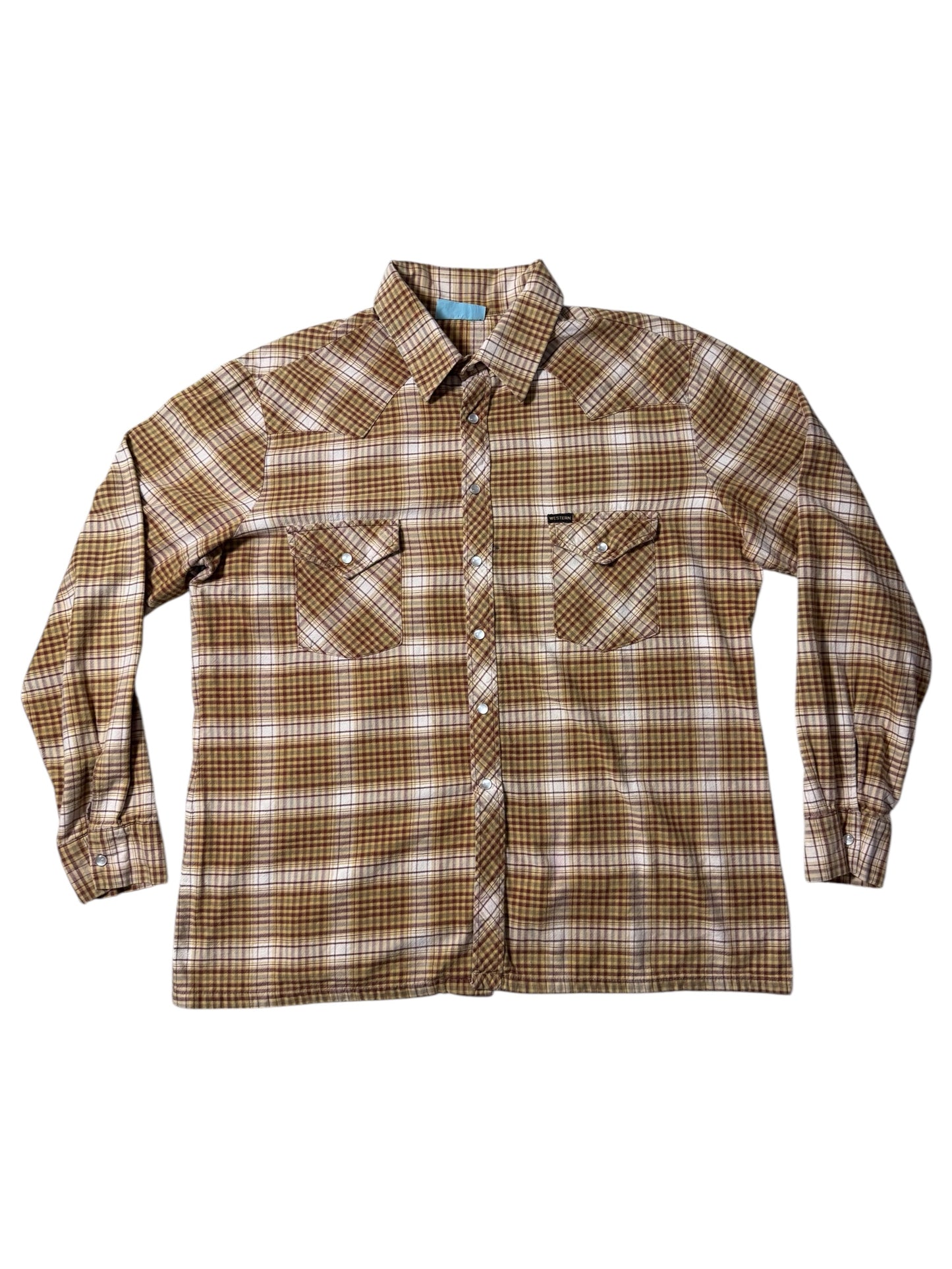 Vintage 1990s Raw Hide Western Plaid Snap Button Shirt