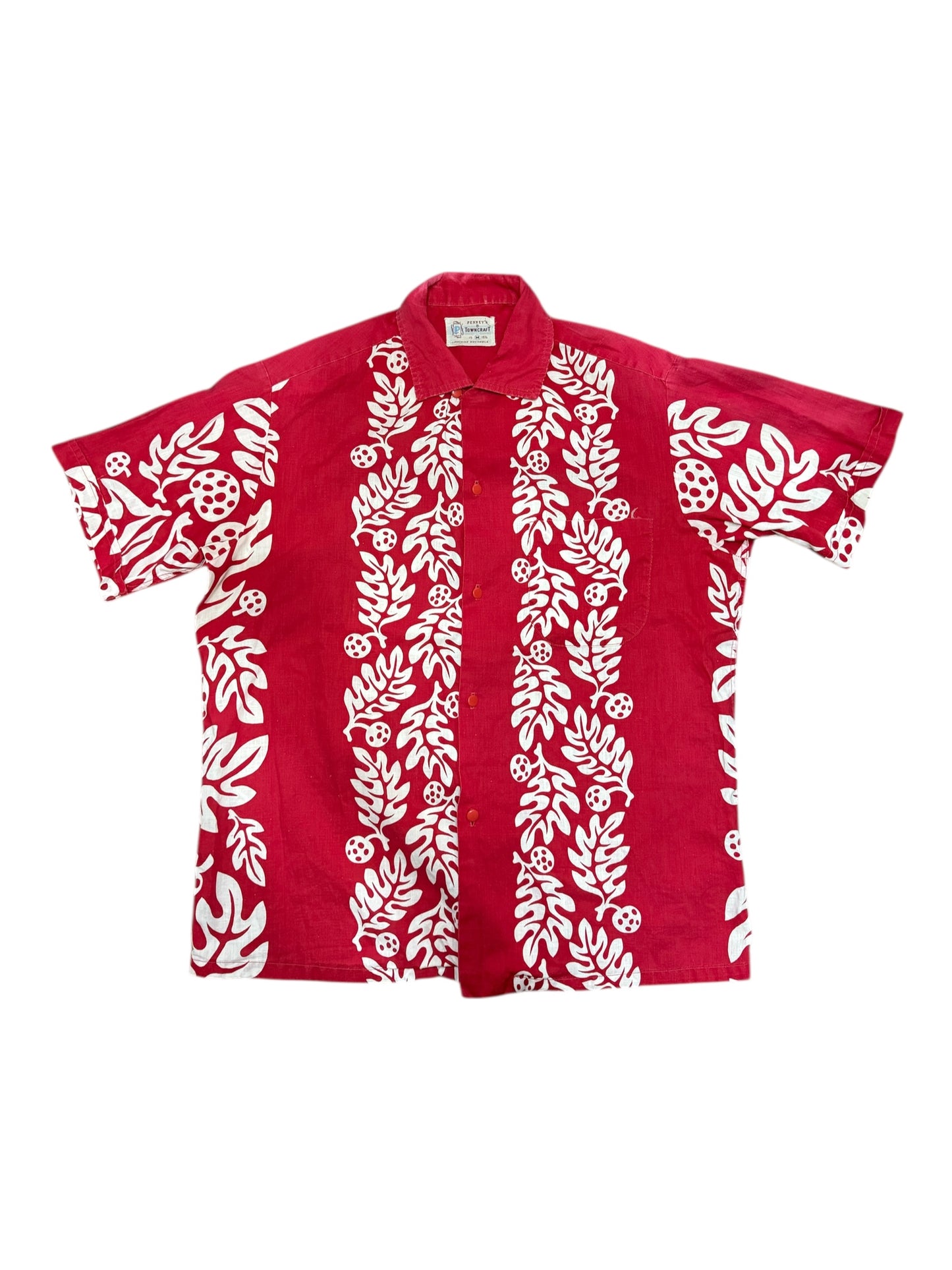 Vintage 1950s Penneys Towncraft Hawaiian Red Shirt