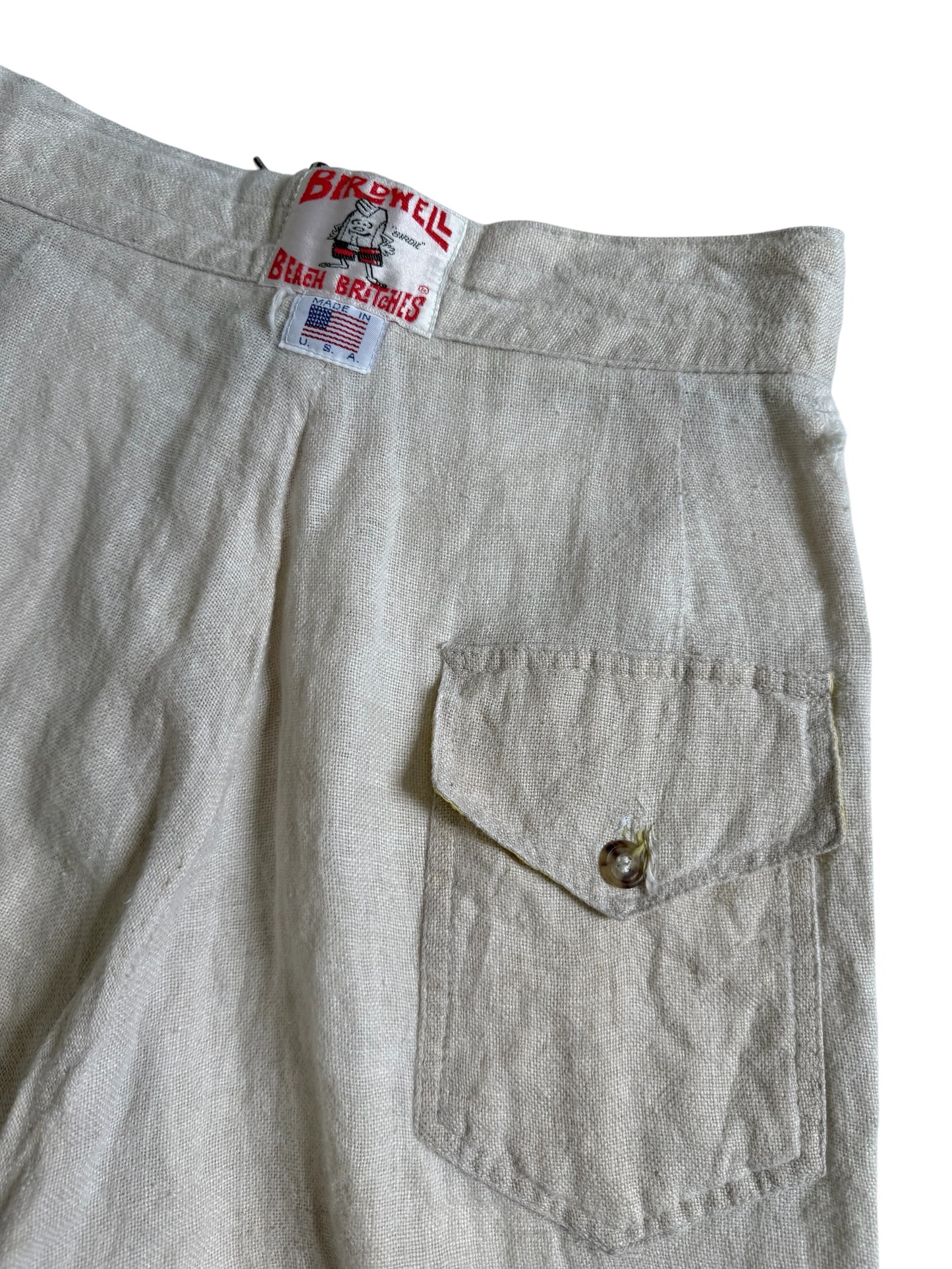 Vintage Birdwell Beach Britches Made in USA Linen Board Shorts