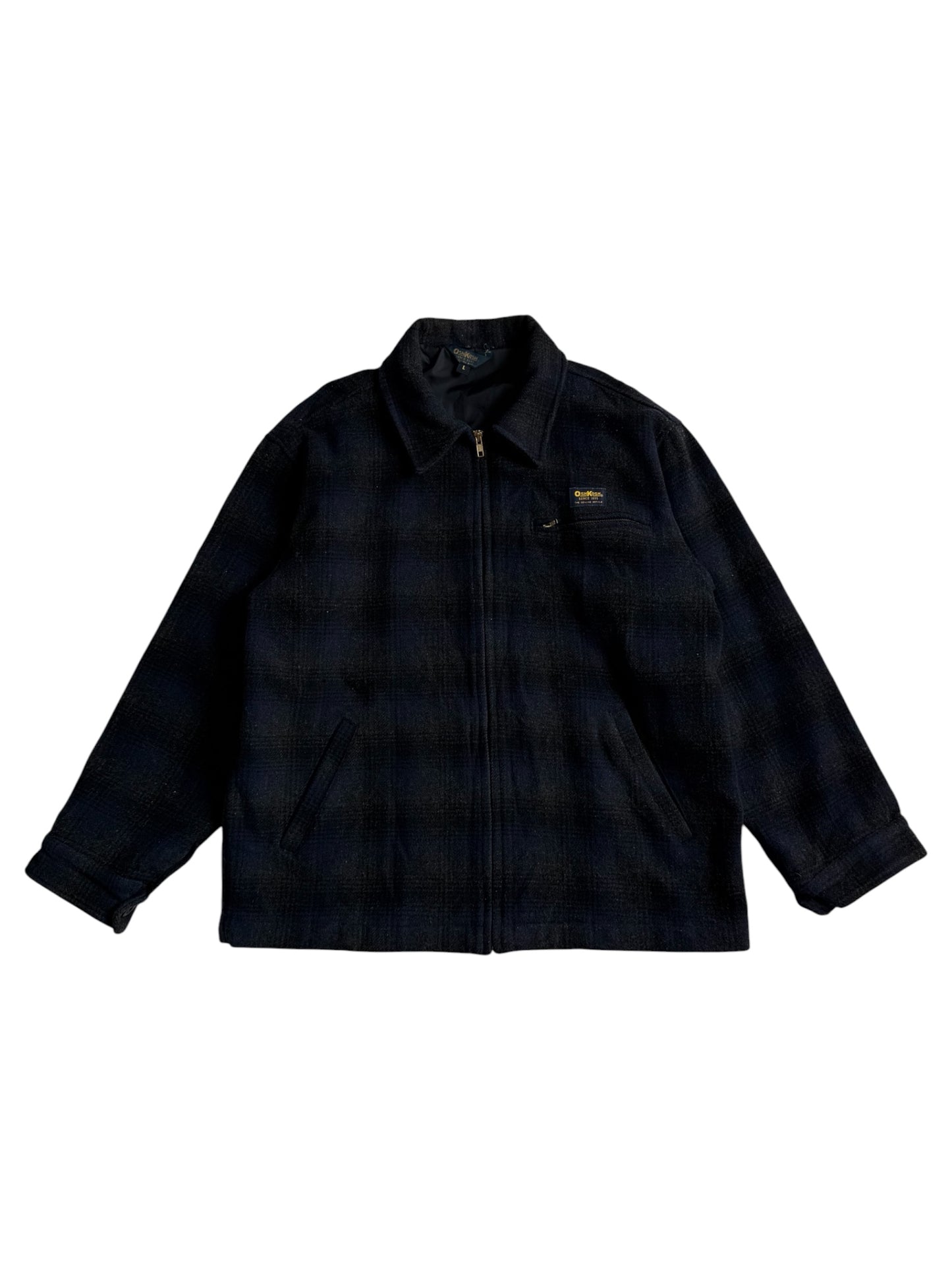 Vintage OshKosh B’gosh Wool Shadow Plaid Zip Jacket