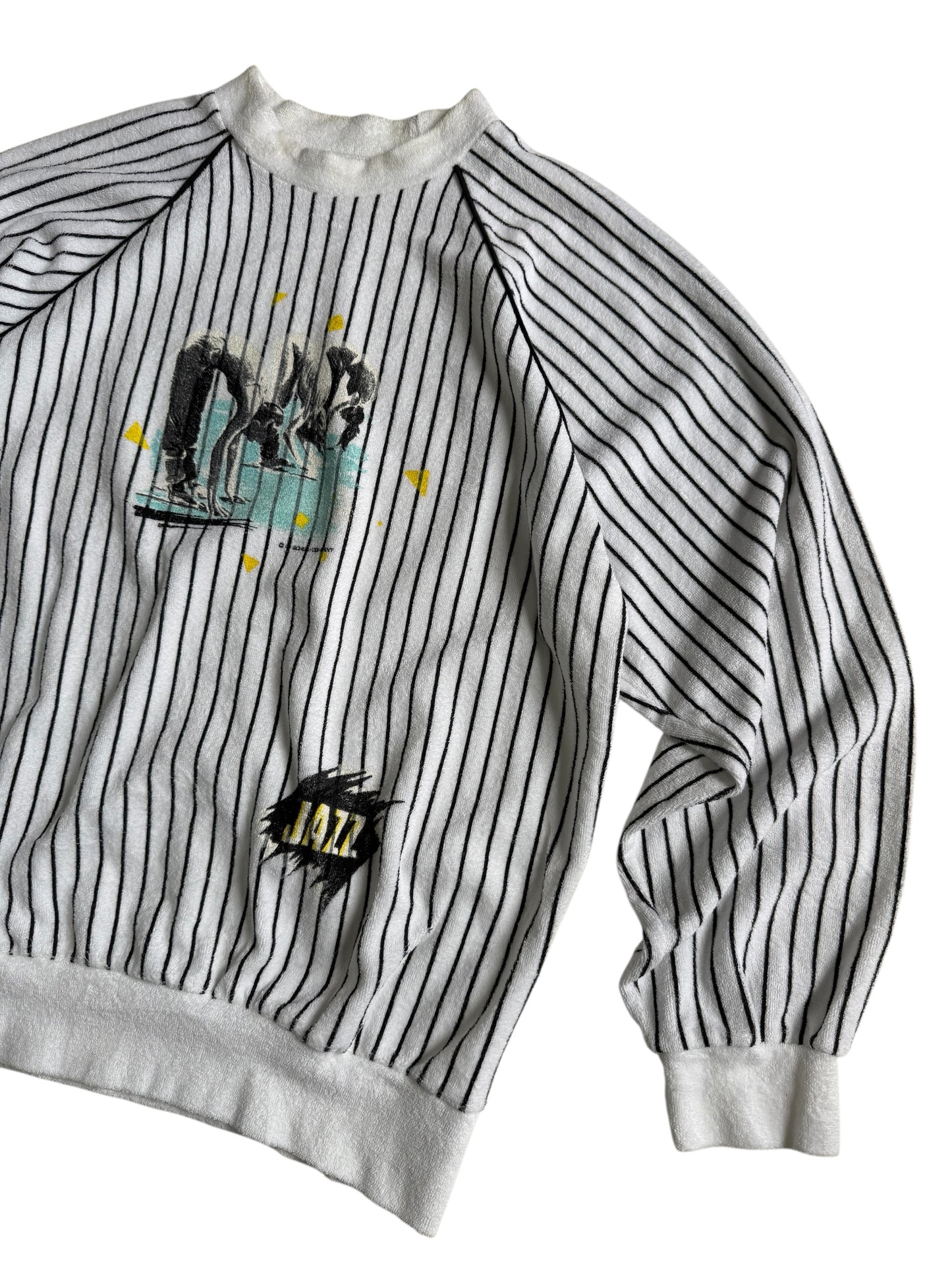 Vintage 1970s-80s West Germany Jazz Graphic Striped Terry Cloth Sweatshirt