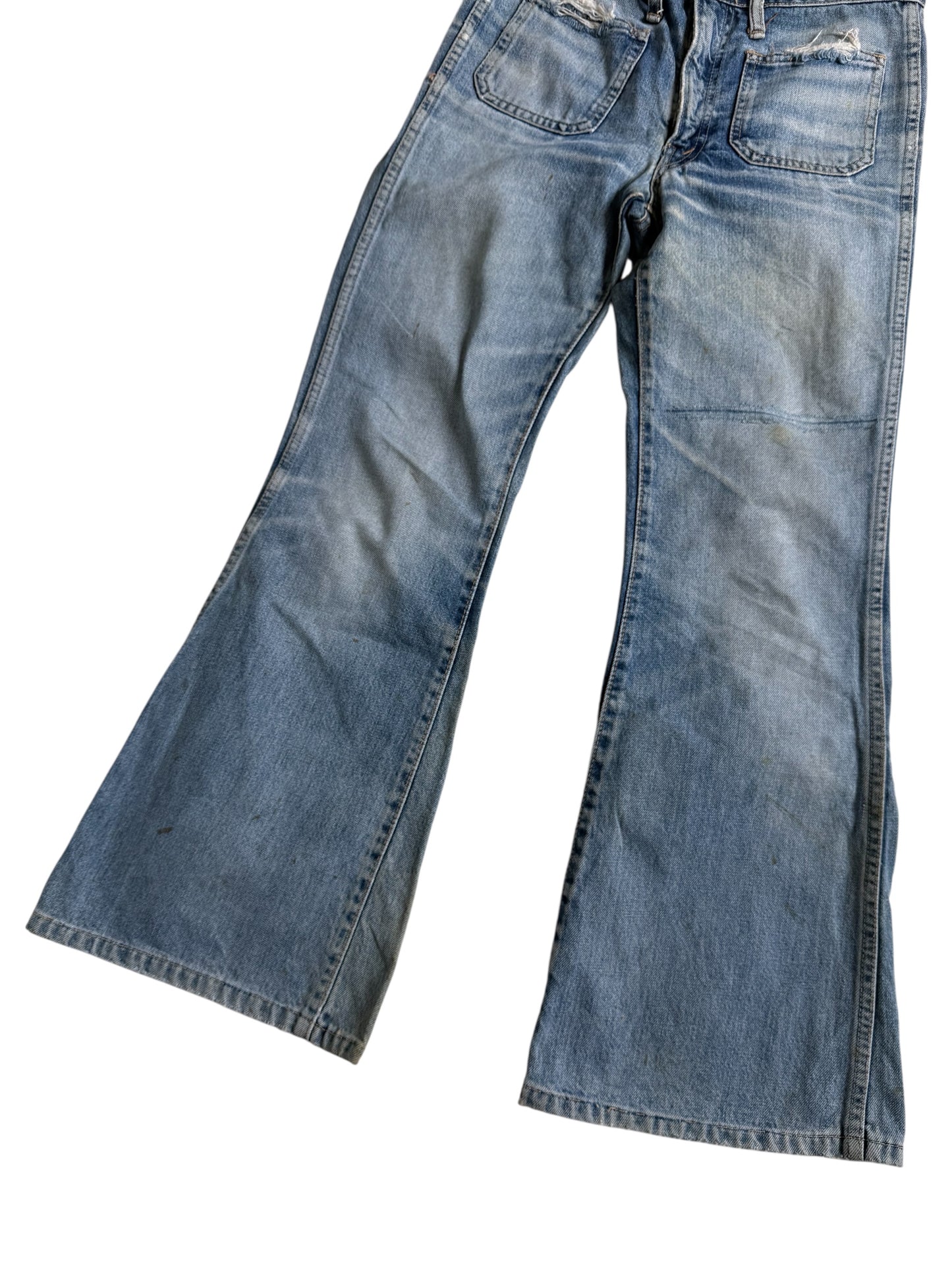 Vintage Big John Big-Washing Flare Bell Bottom Distressed Denim Jeans Japan