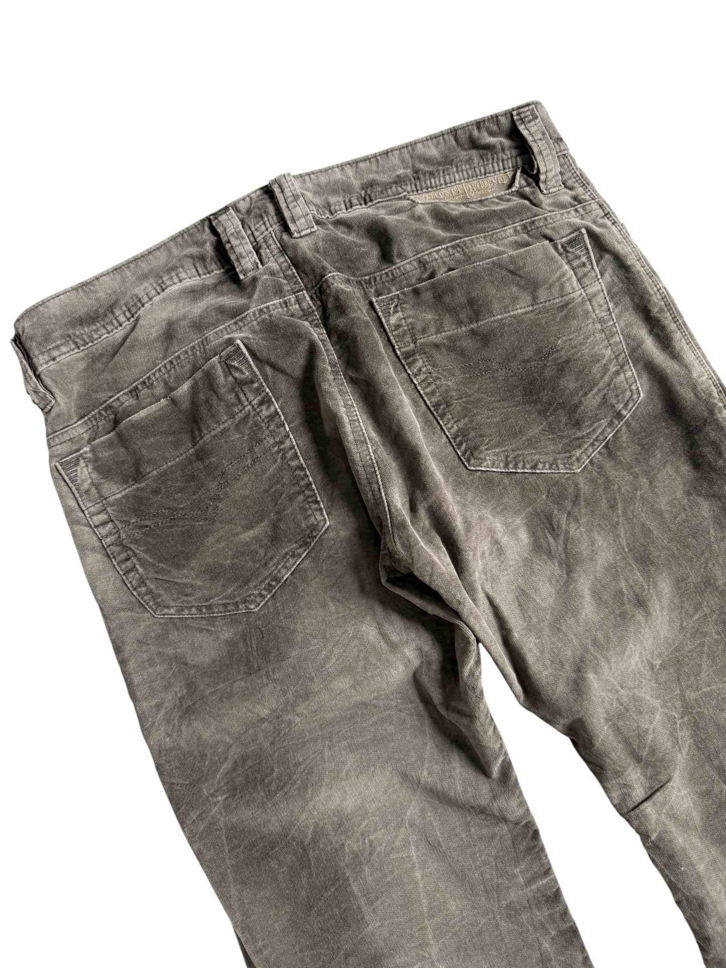 Vintage Y2K Diesel Industry Waxed Cotton Pants Brown Grey Distressed Fade