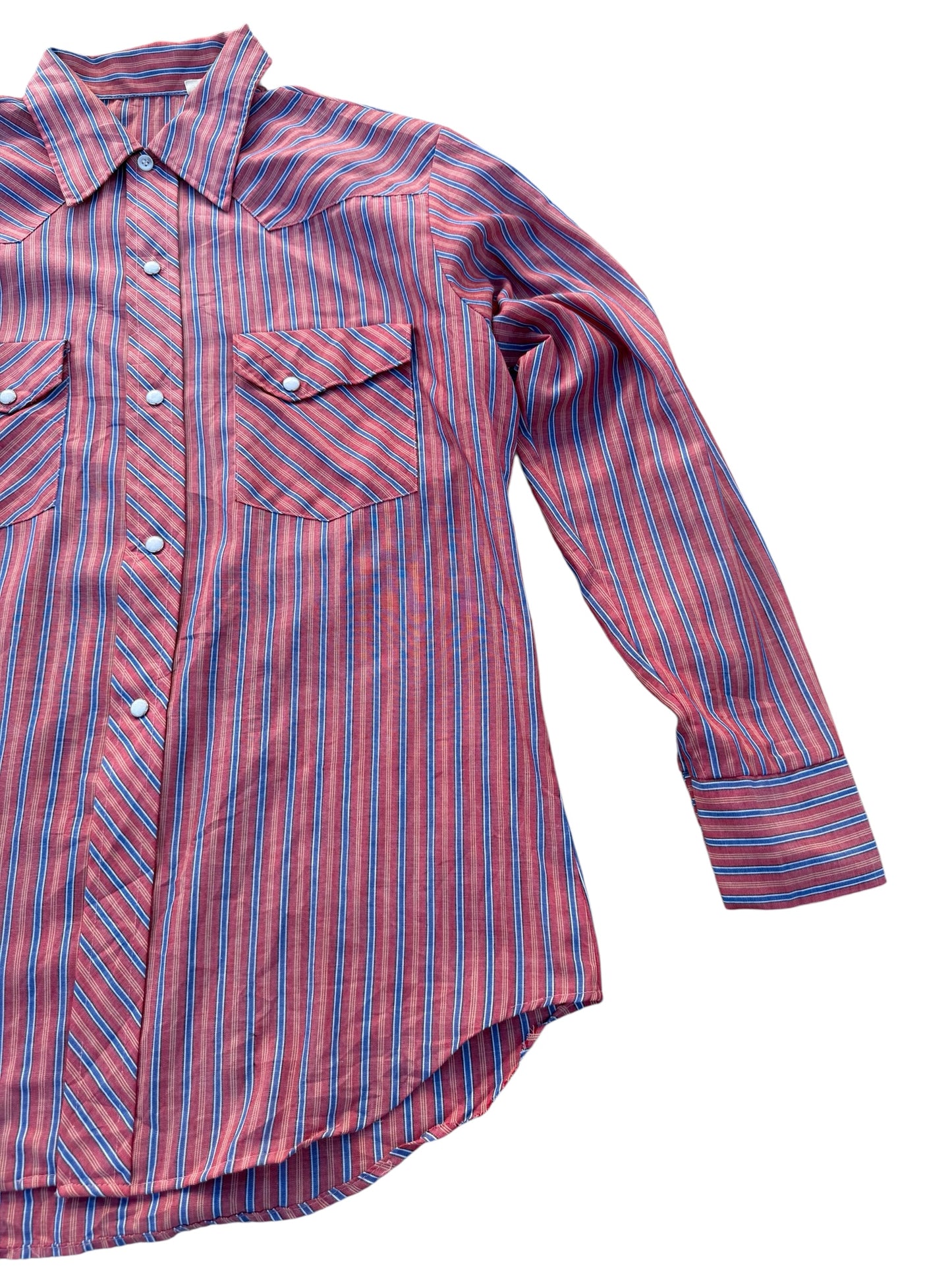 Vintage 70s–80s Western Snap Button Stripe Shirt Permanent Press