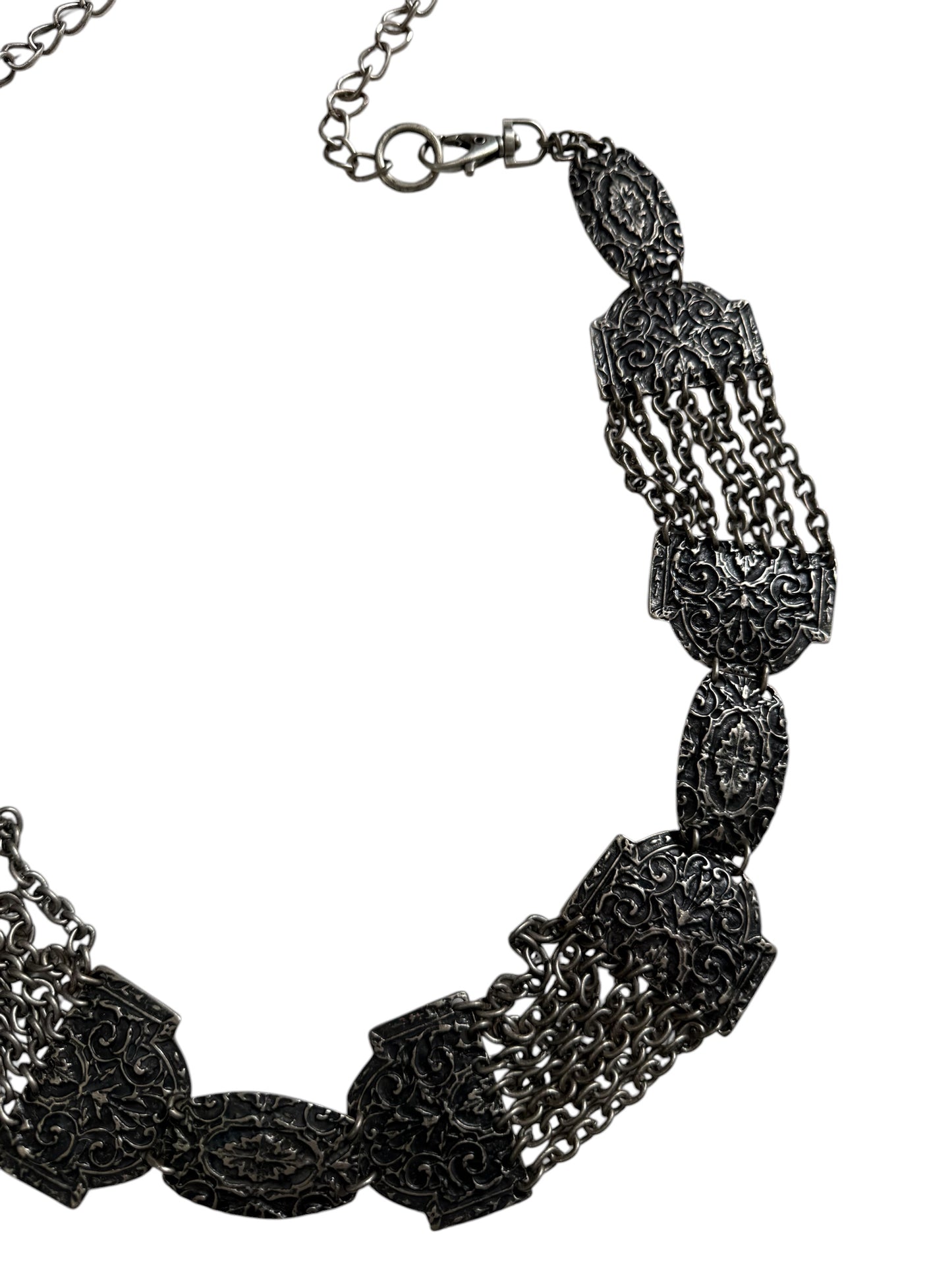 Vintage Gothic Ornate Chain Hip Belt Black Tone Boho Waist Chain Medieval Statement Accessory