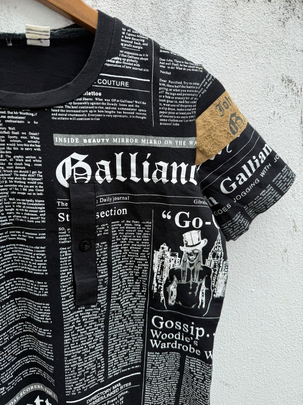 Vintage John Galliano Newspaper Tshirt Made In Italy