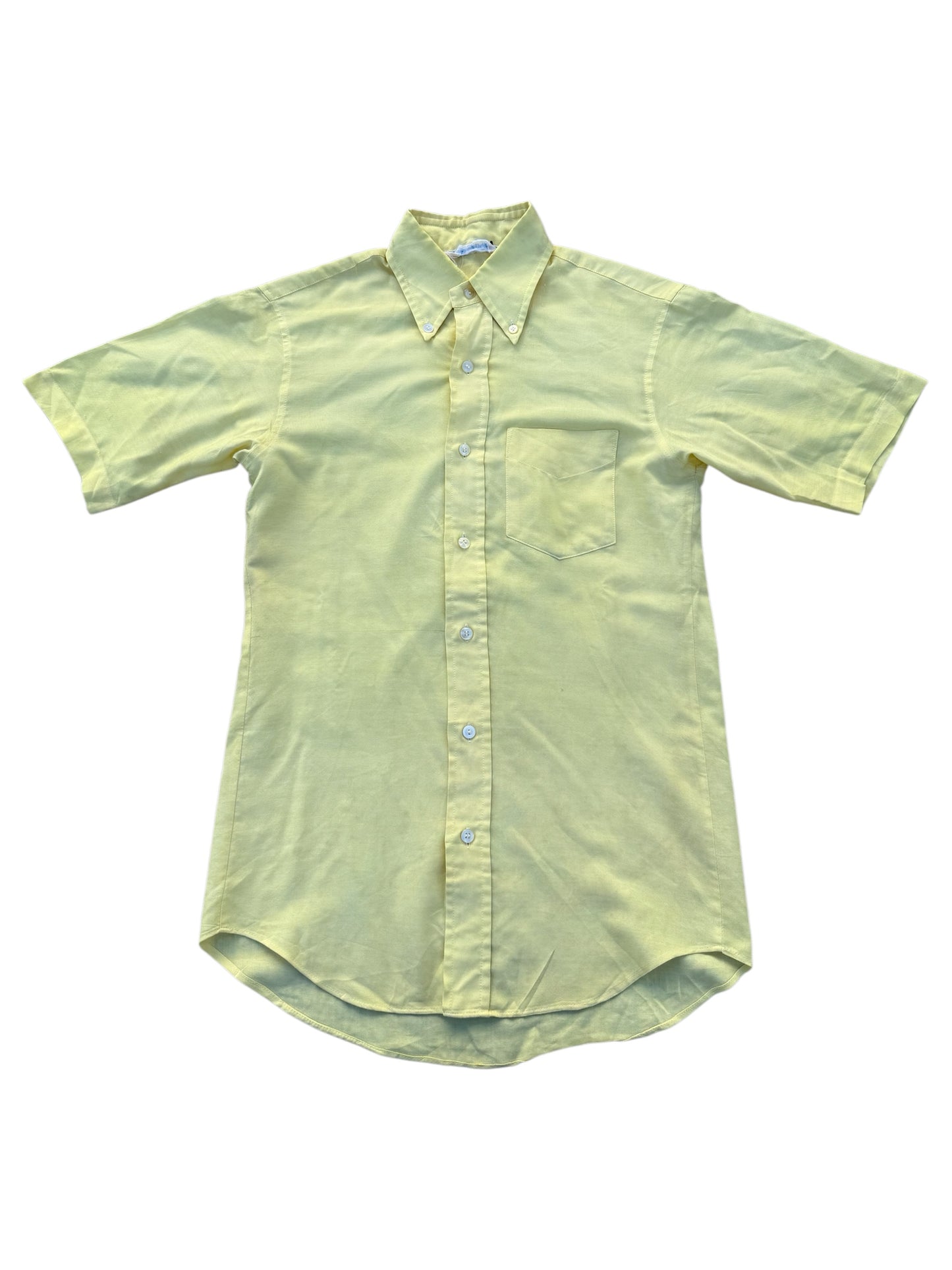 Vintage 70s–80s FANCYING Yellow Button-Down Short Sleeve Shirt
