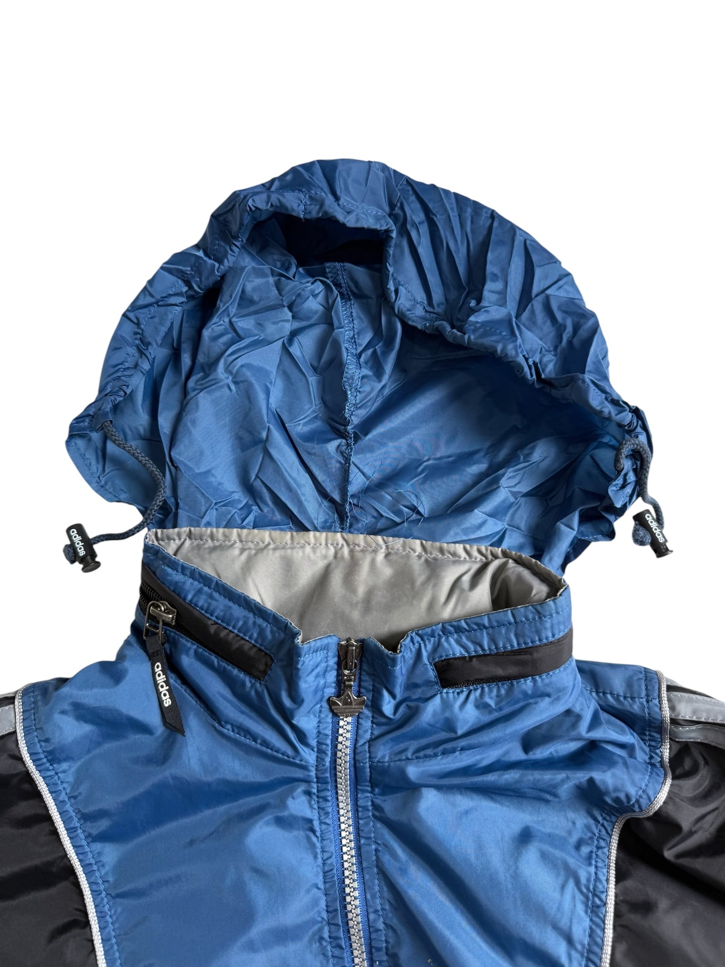 Vintage 1990s Adidas Half Zip Pullover Windbreaker Jacket Packable Hood
