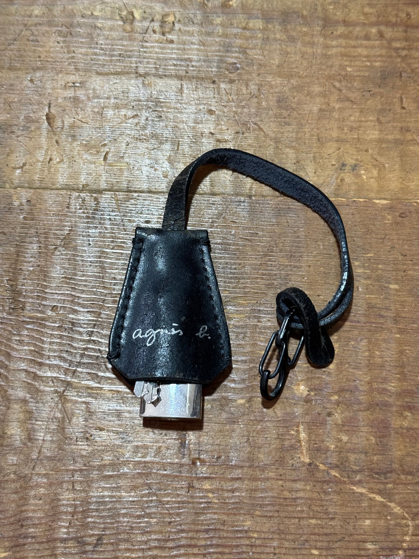 Vintage Agnes b. Leather Keychain Padlock Set