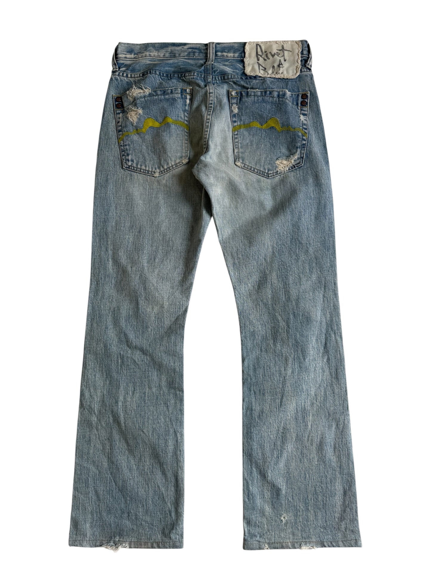 Vintage 2000s Rivet & Blue Distressed Flared Denim Jeans