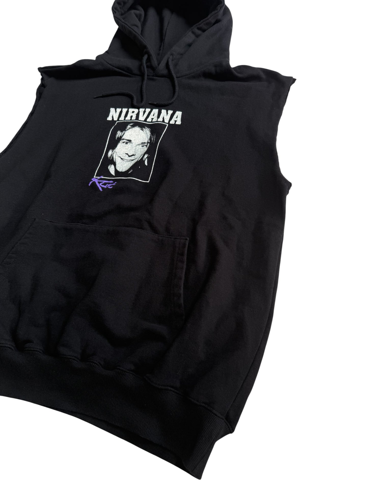 Nirvana Kurt Cobain Portrait Cut-Off Sleeveless Hoodie