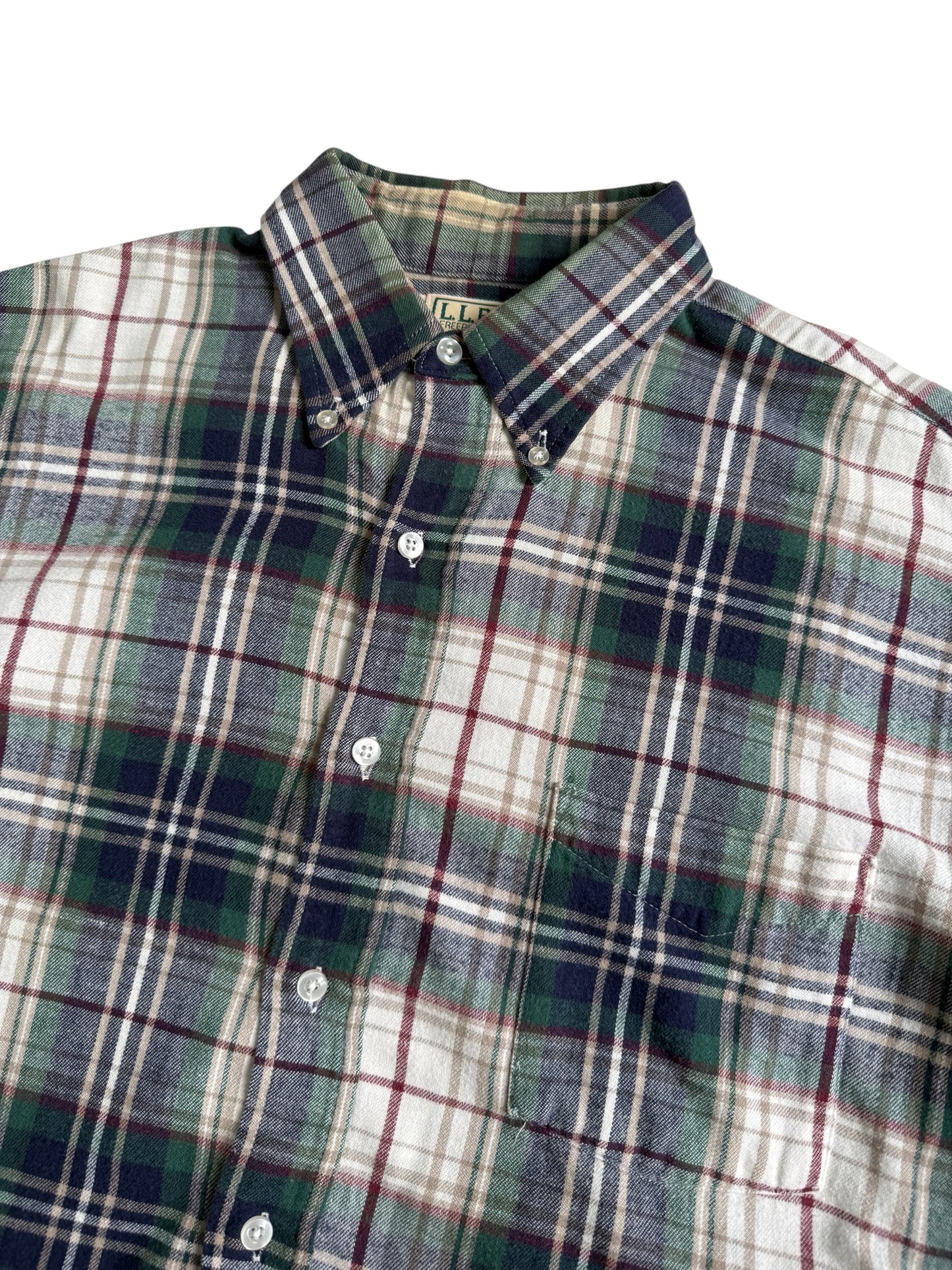 Vintage 90s LL Bean Made in USA Button Down Flannel Shirt Plaid