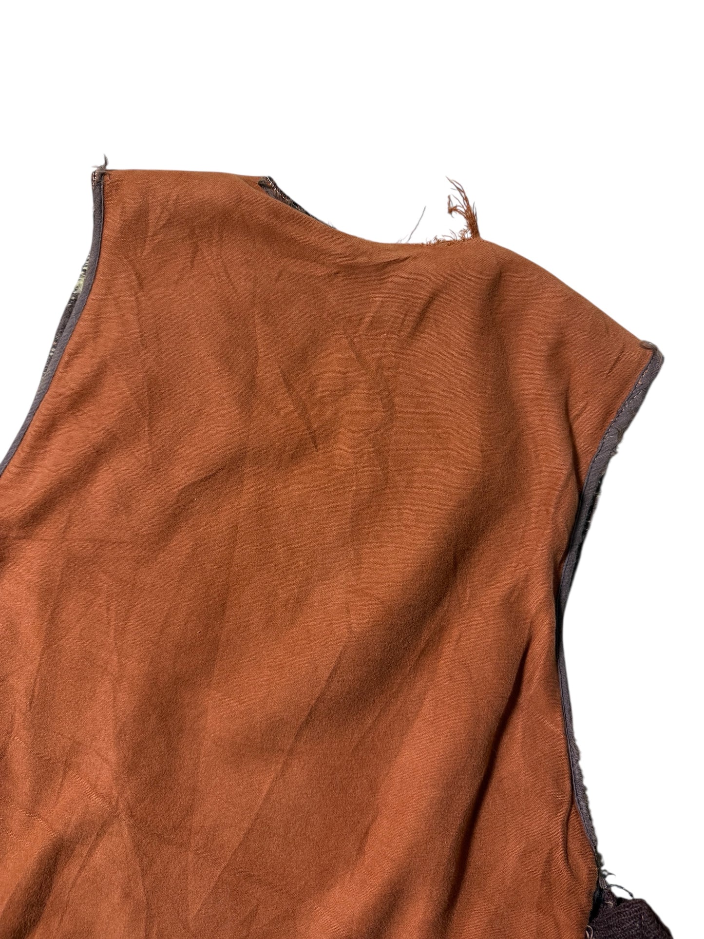 Vintage Shearling Lined Workwear Vest 1950s 1960s Brown Zip Front
