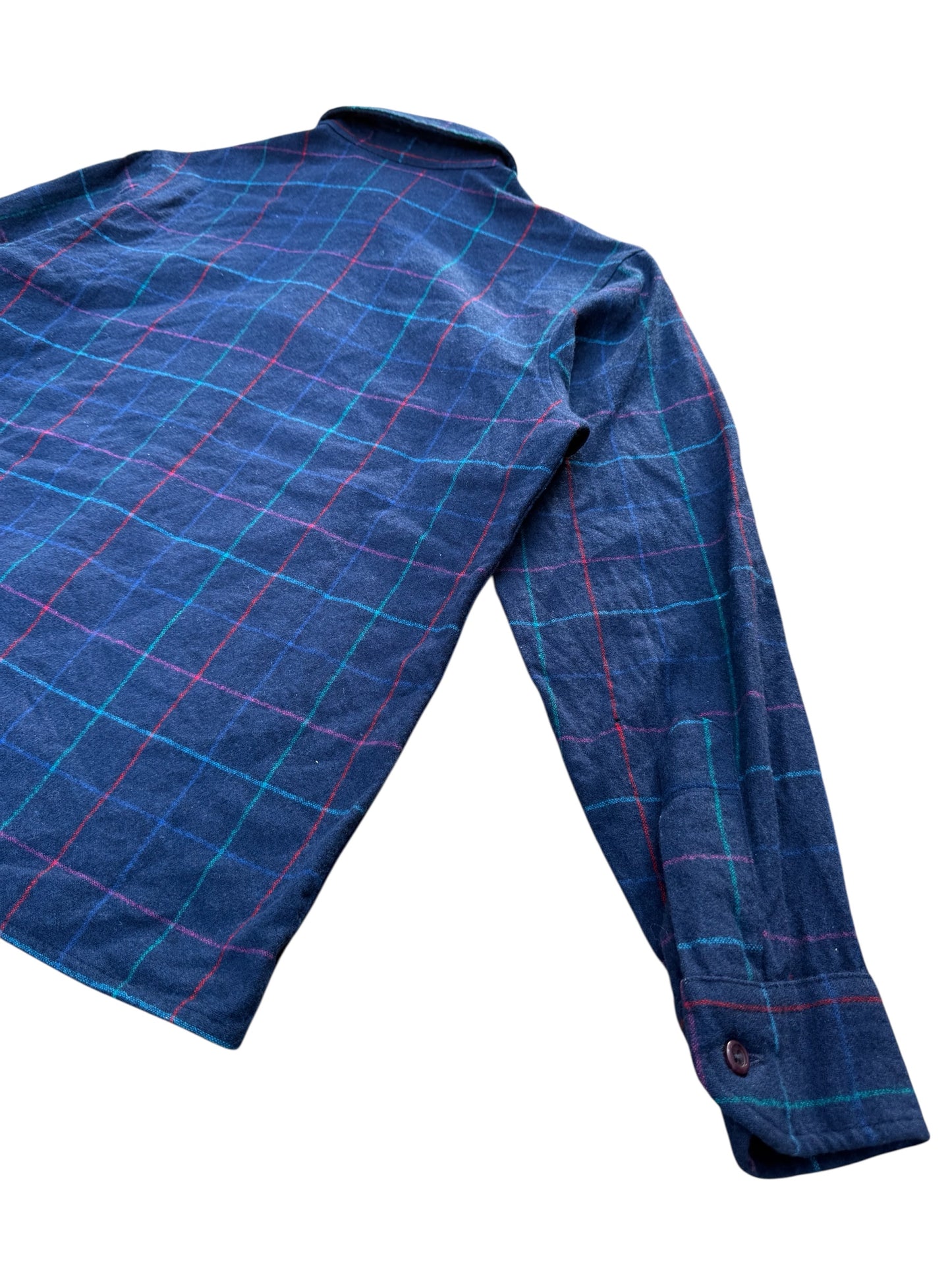 Vintage Pendleton Wool Flannel Shirt Navy Check Plaid USA Made