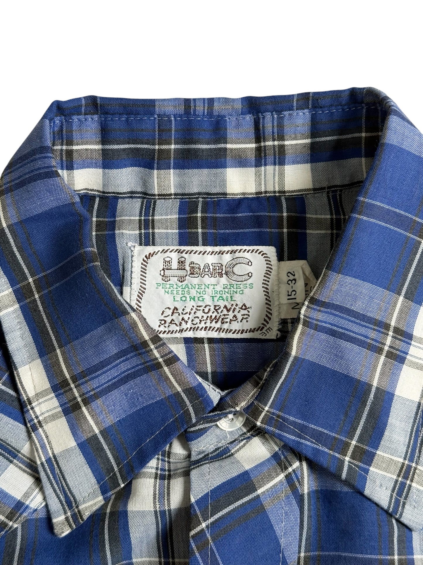 Vintage 70s-80s H Bar C California Ranchwear Plaid Western Shirt Made in USA