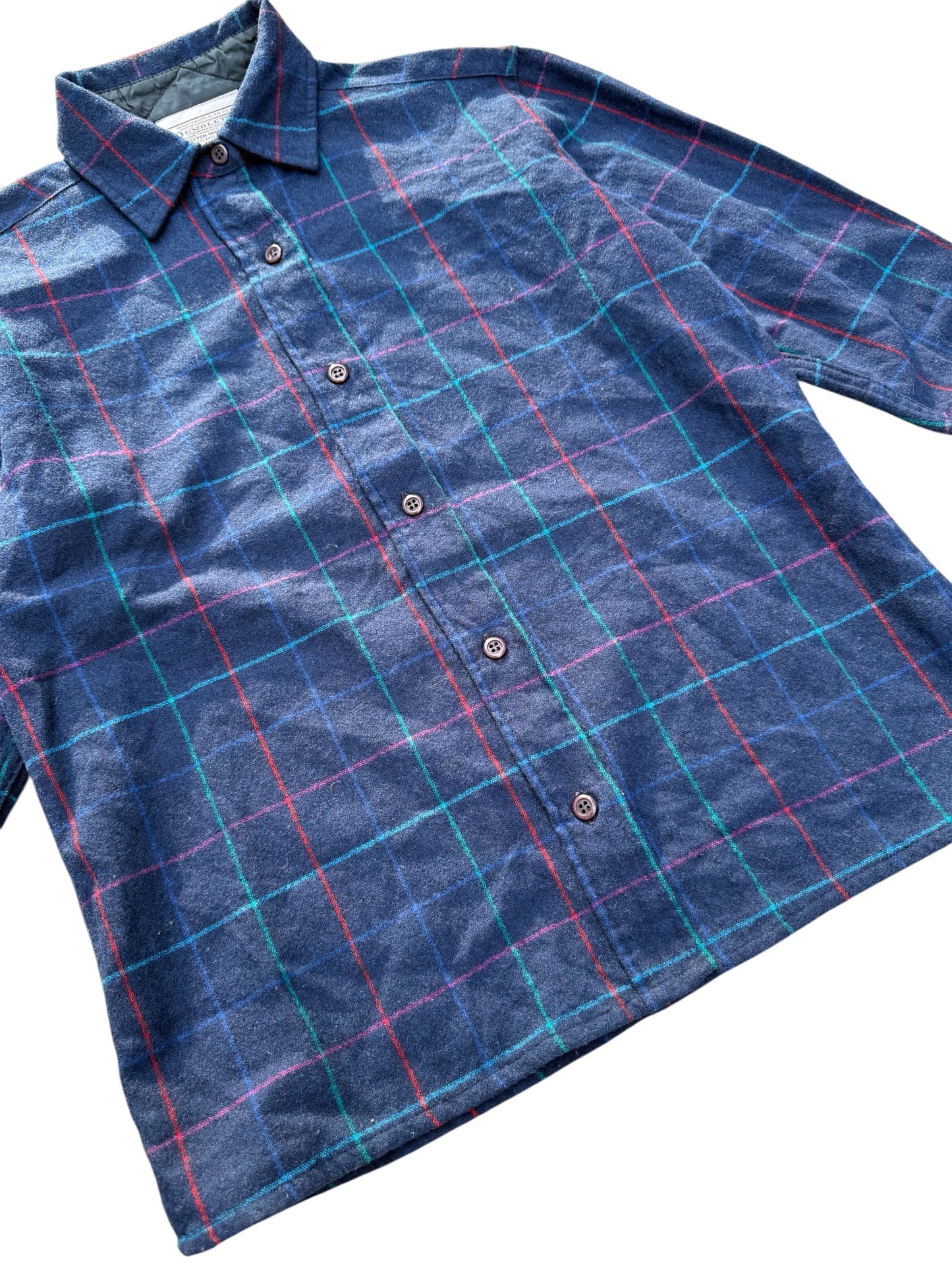 Vintage Pendleton Wool Flannel Shirt Navy Check Plaid USA Made