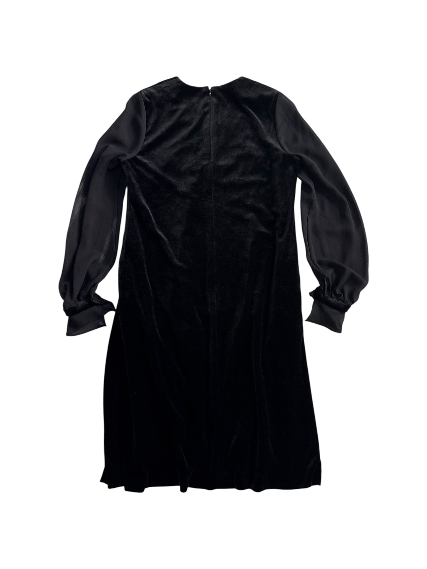 Karl Lagerfeld Limited Edition Black Velvet Dress Sheer Sleeve Minimal A Line
