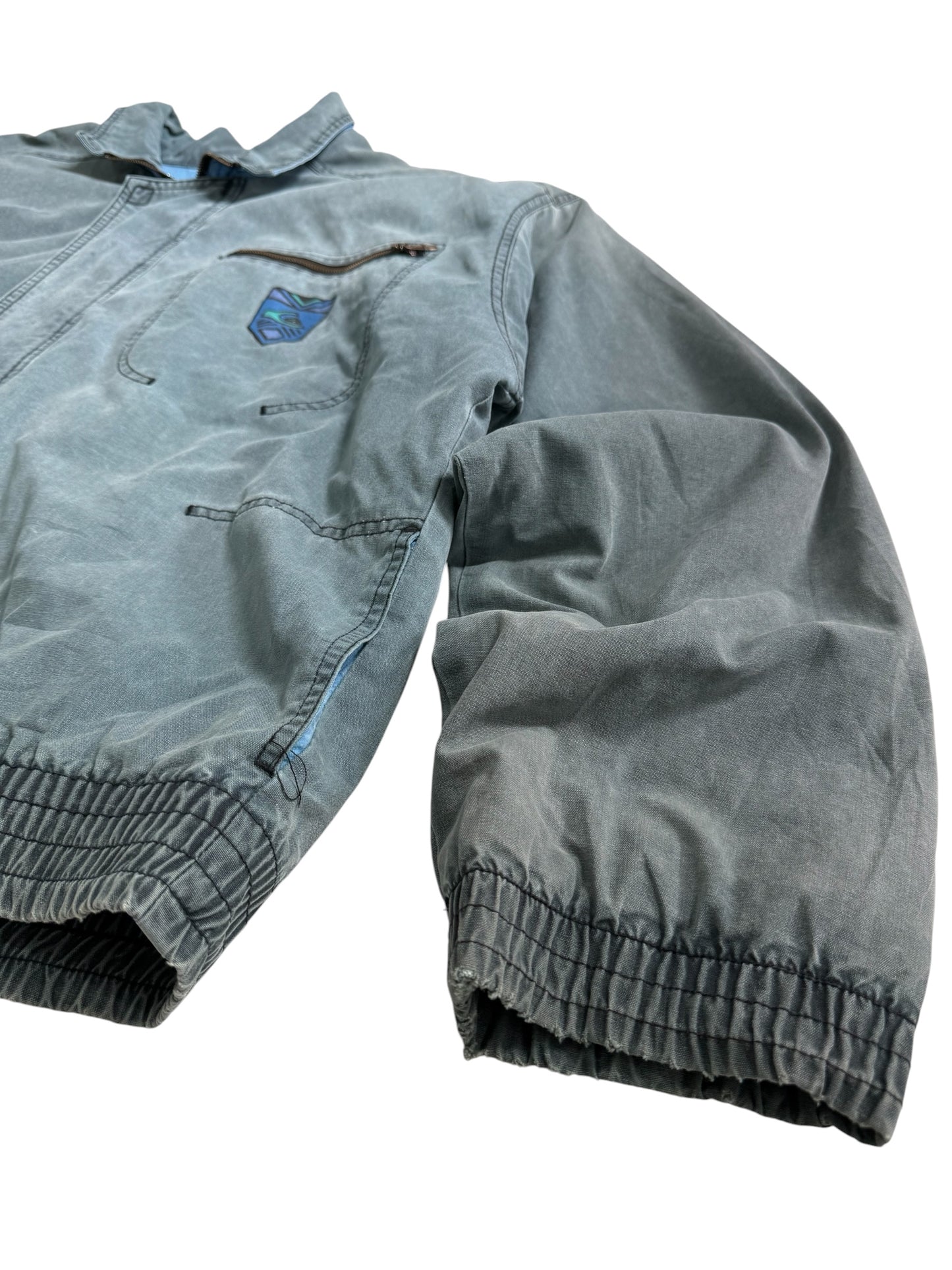 Vintage Quiksilver Made in USA Faded Canvas Zip Jacket Grey Surf Skate