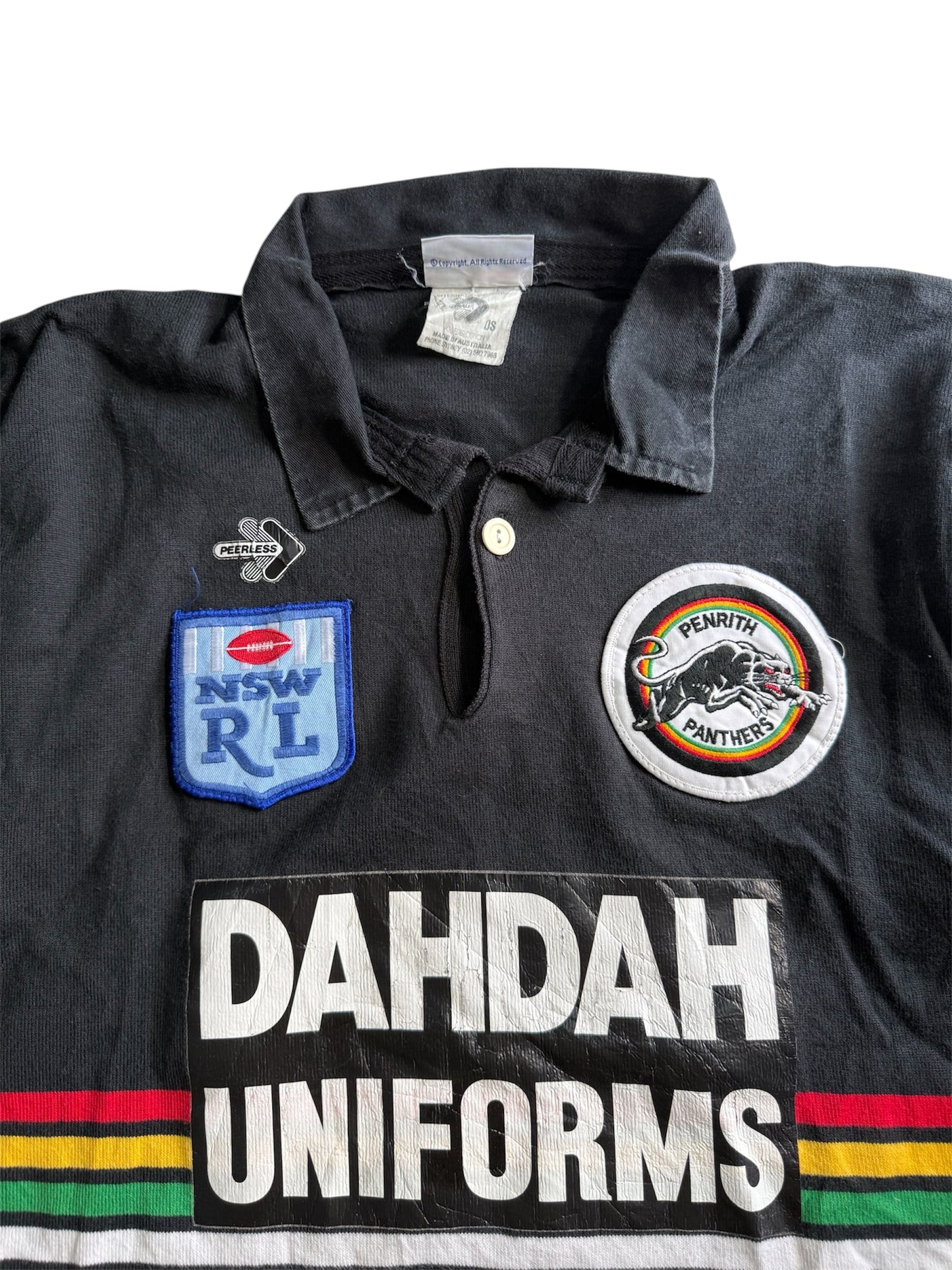 Vintage Penrith Panthers Rugby Jersey Dahdah Uniforms NSW RL Striped