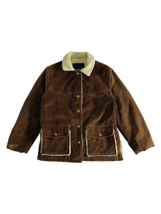 Vintage 1960s Brent Corduroy Sherpa Ranch Jacket Brown Made in USA