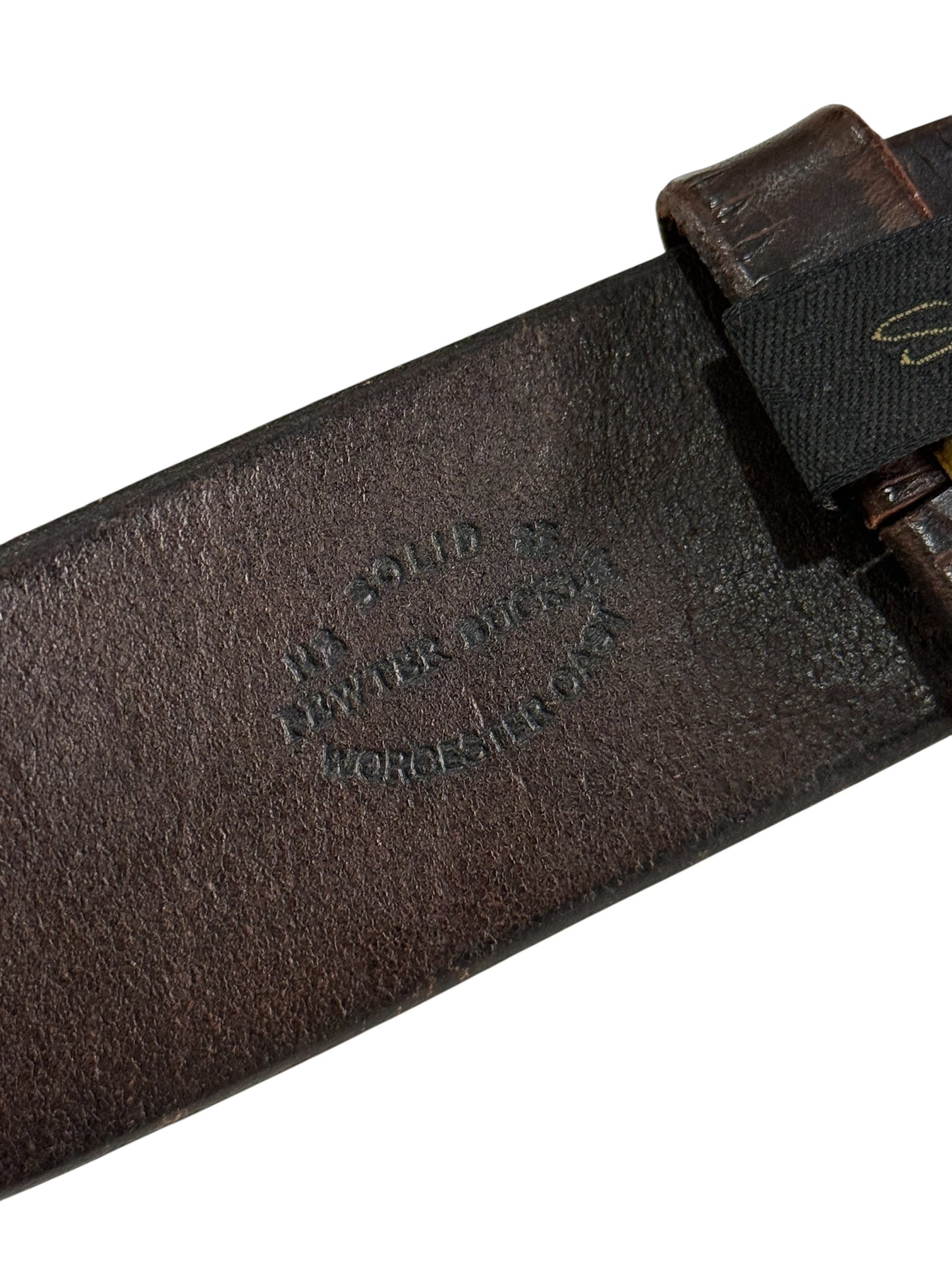 Vintage Steve Norelli Bridle Leather Belt Solid Pewter Buckle Made in England