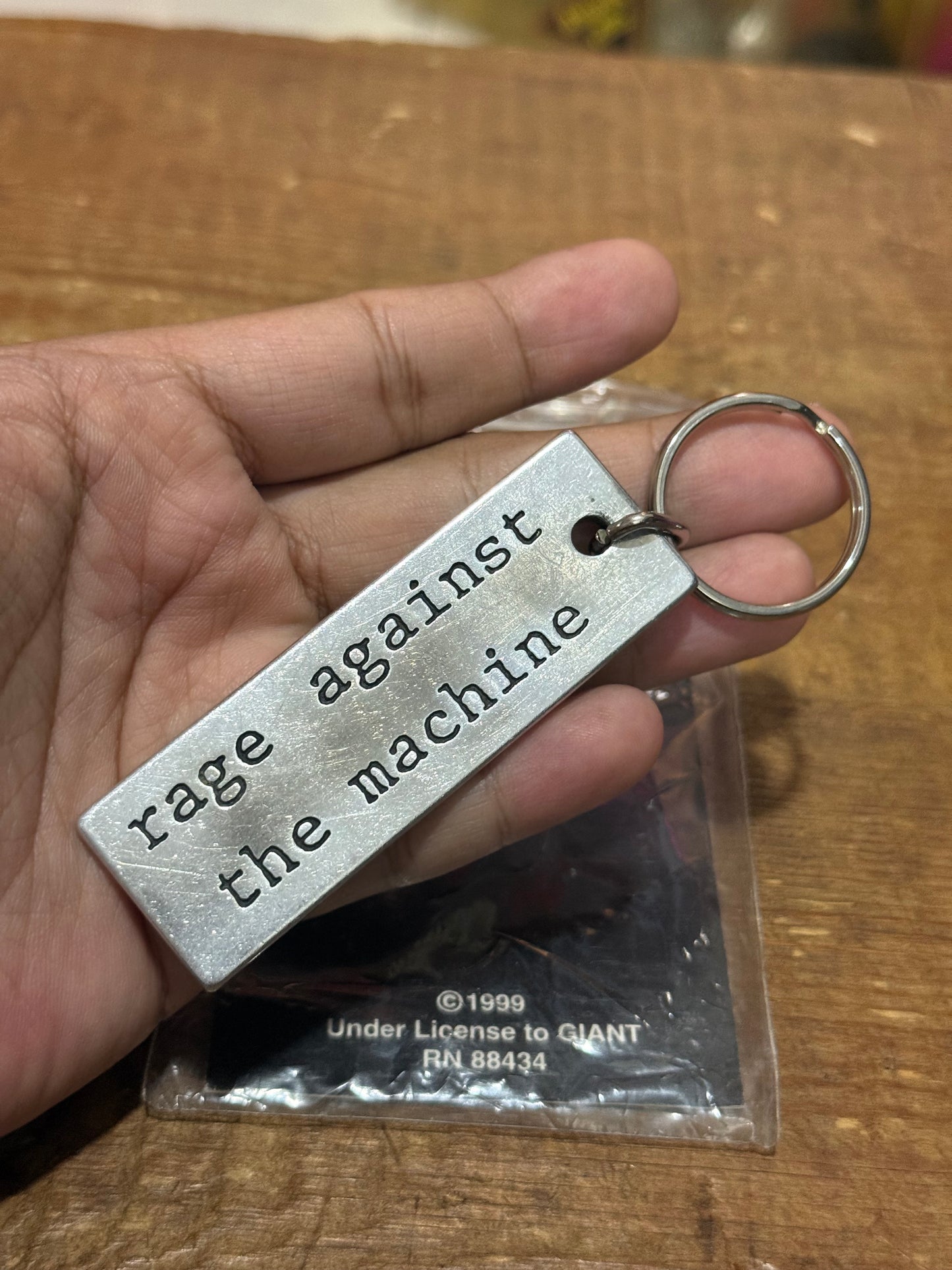 Vintage 1999 Rage Against The Machine Metal Keychain