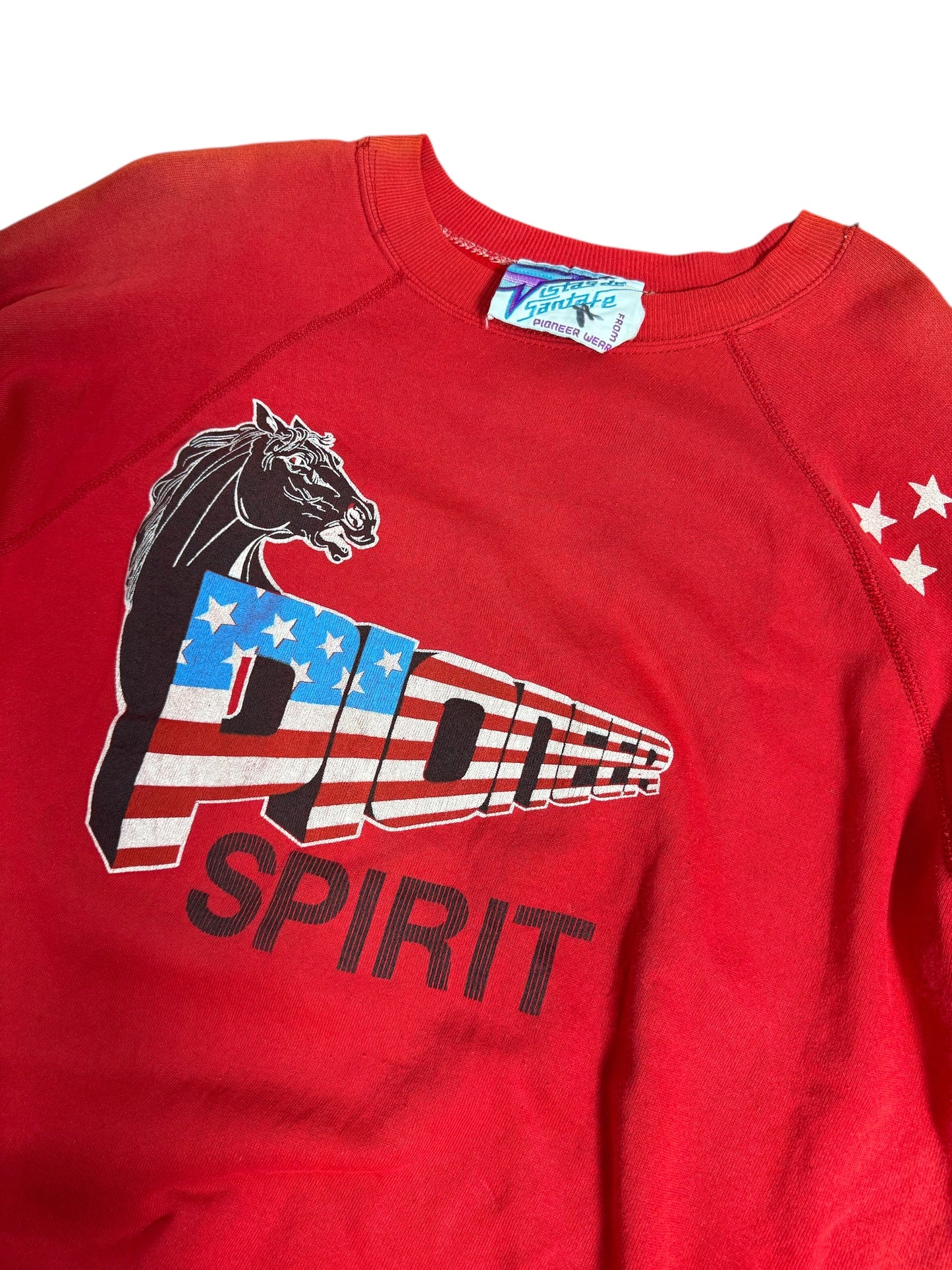 Vintage 1990s Pioneer Spirit USA Flag Graphic Sweatshirt