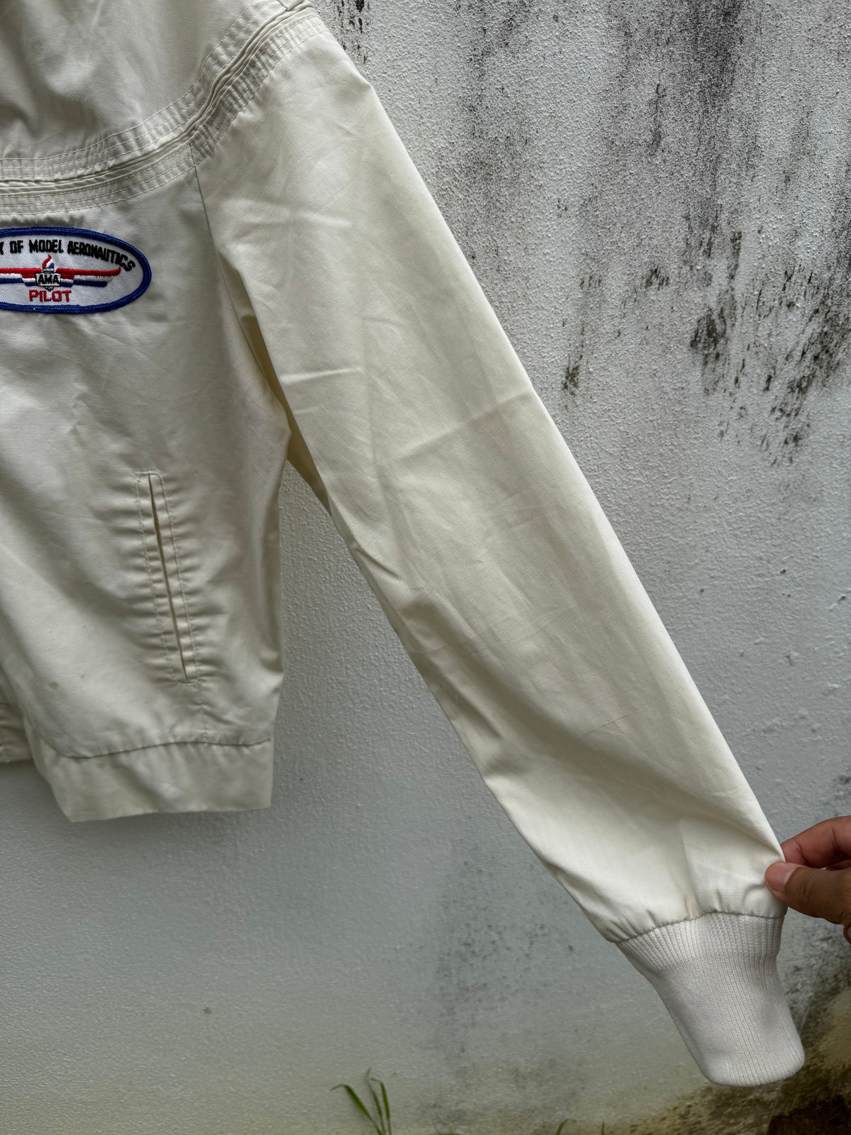 Vintage 70s 80s Hobby Center Staff Bomber Jacket Chain Stitch