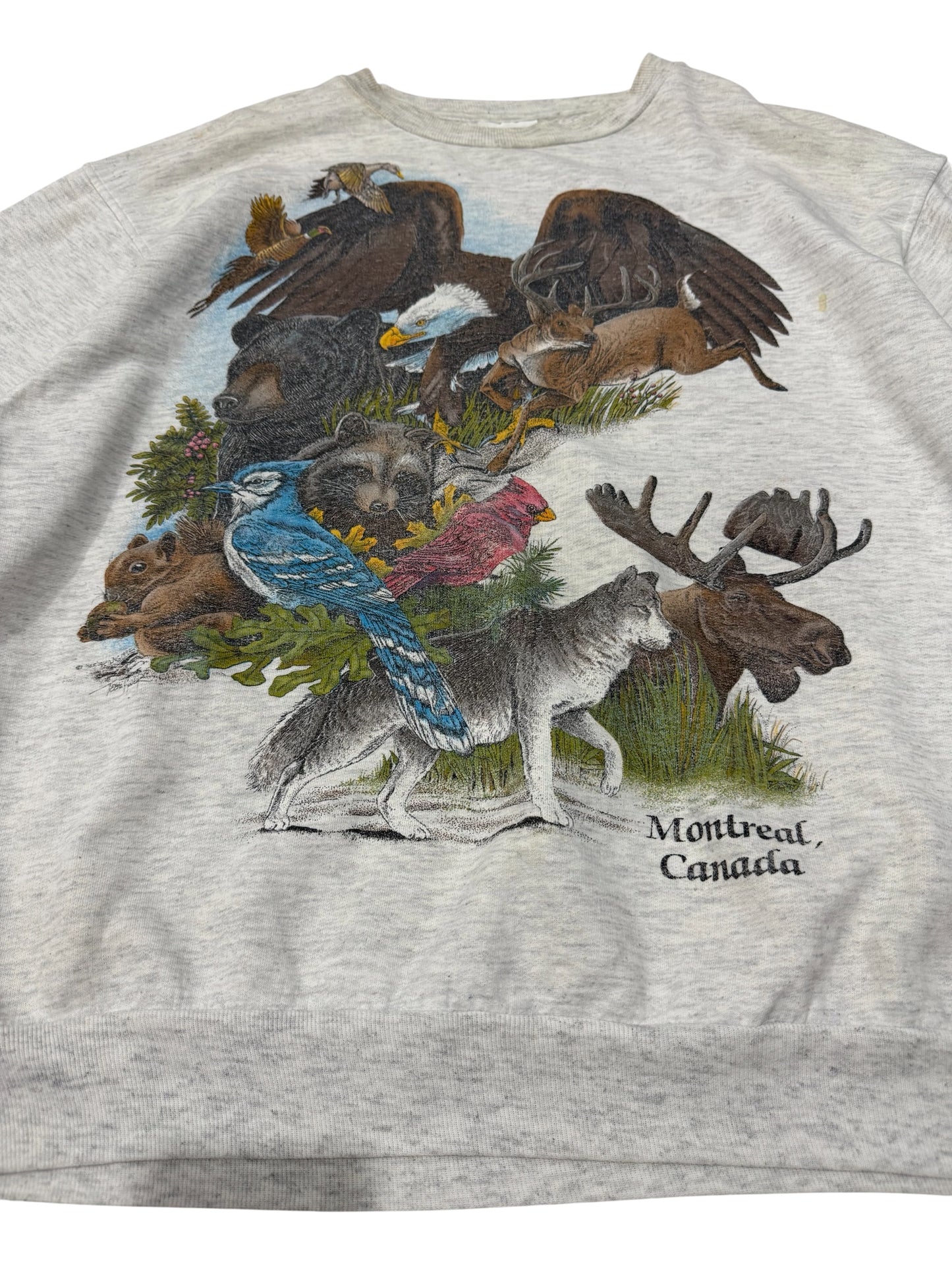Vintage 90s Montreal Canada Wildlife Crewneck Sweatshirt