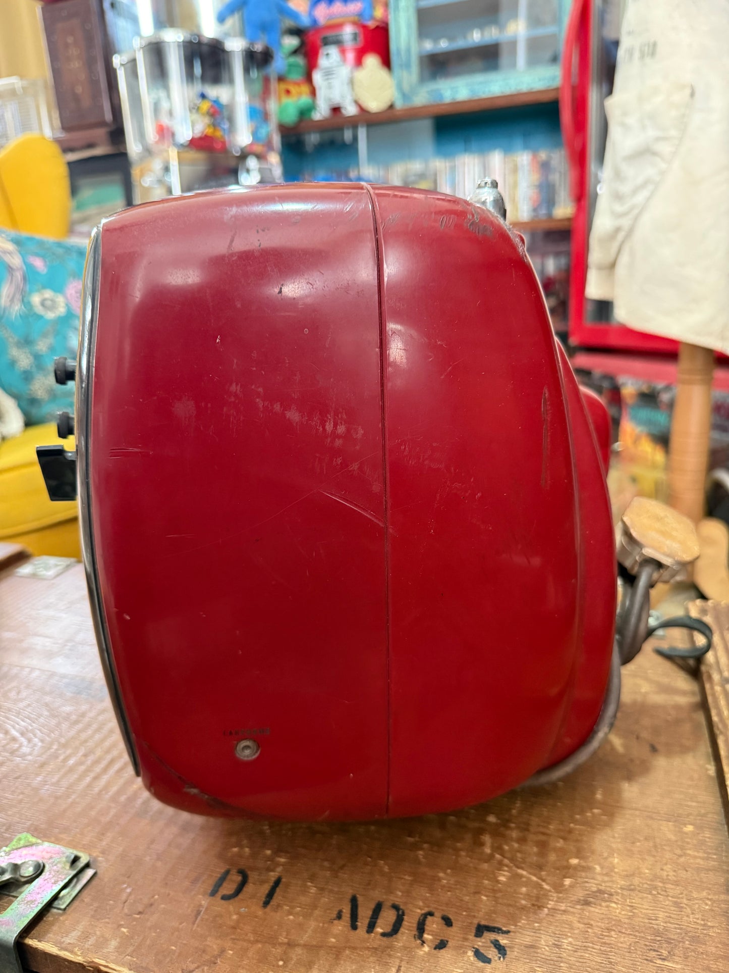 Vintage National Solid State 12” Portable CRT Television Red Space Age TV Japan